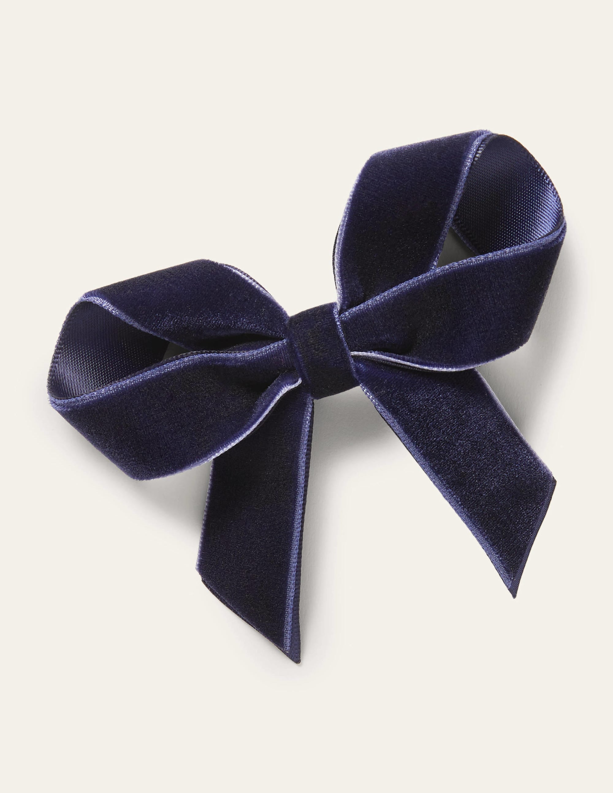 Velvet Bow Hair Clip-College Navy - Image 1