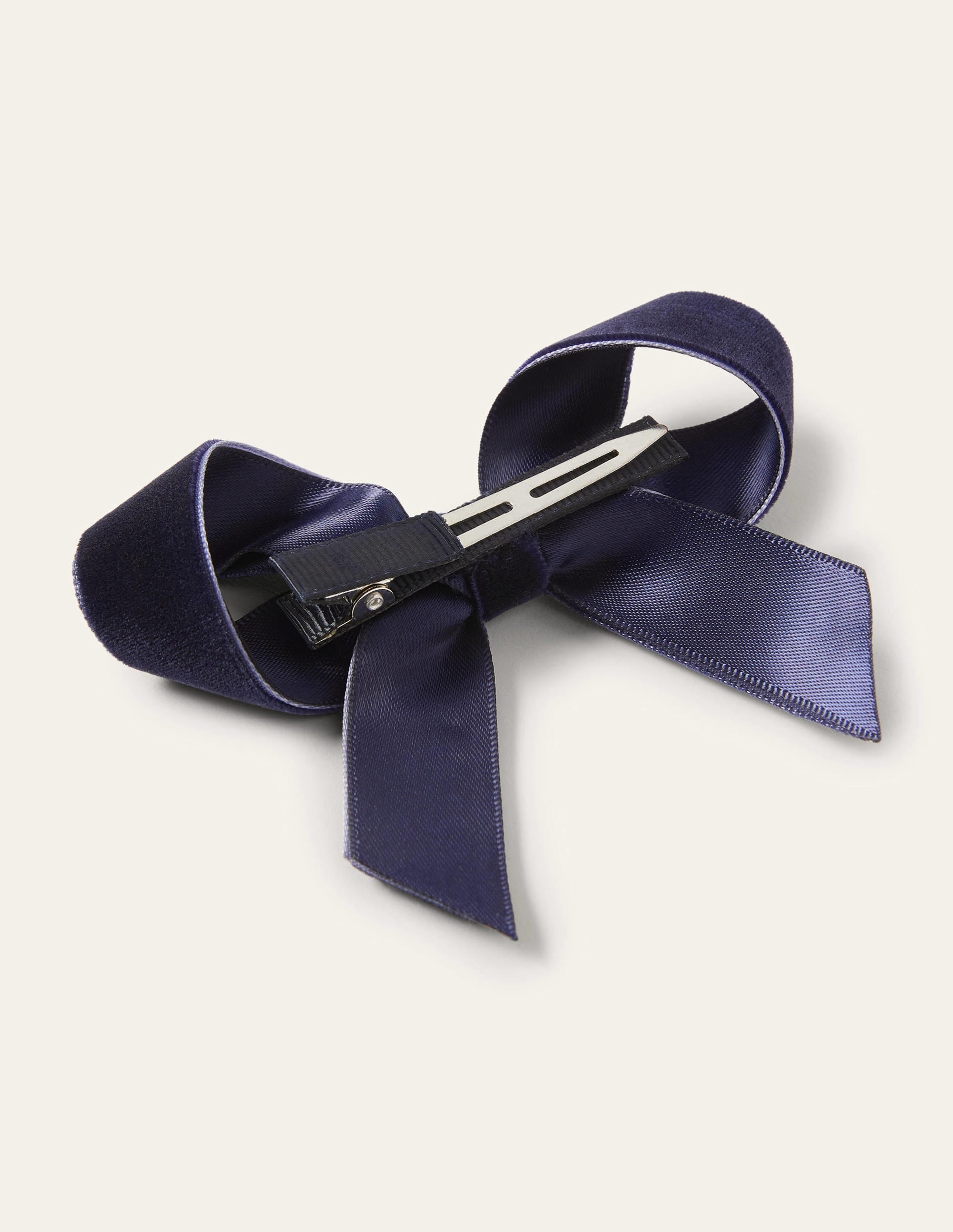 Velvet Bow Hair Clip-College Navy - Image 2