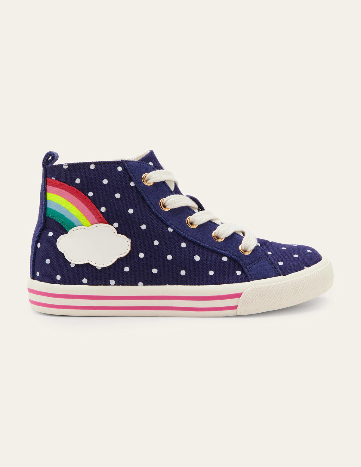 Novelty Canvas High Tops-College Navy Spot Rainbow - Image 1