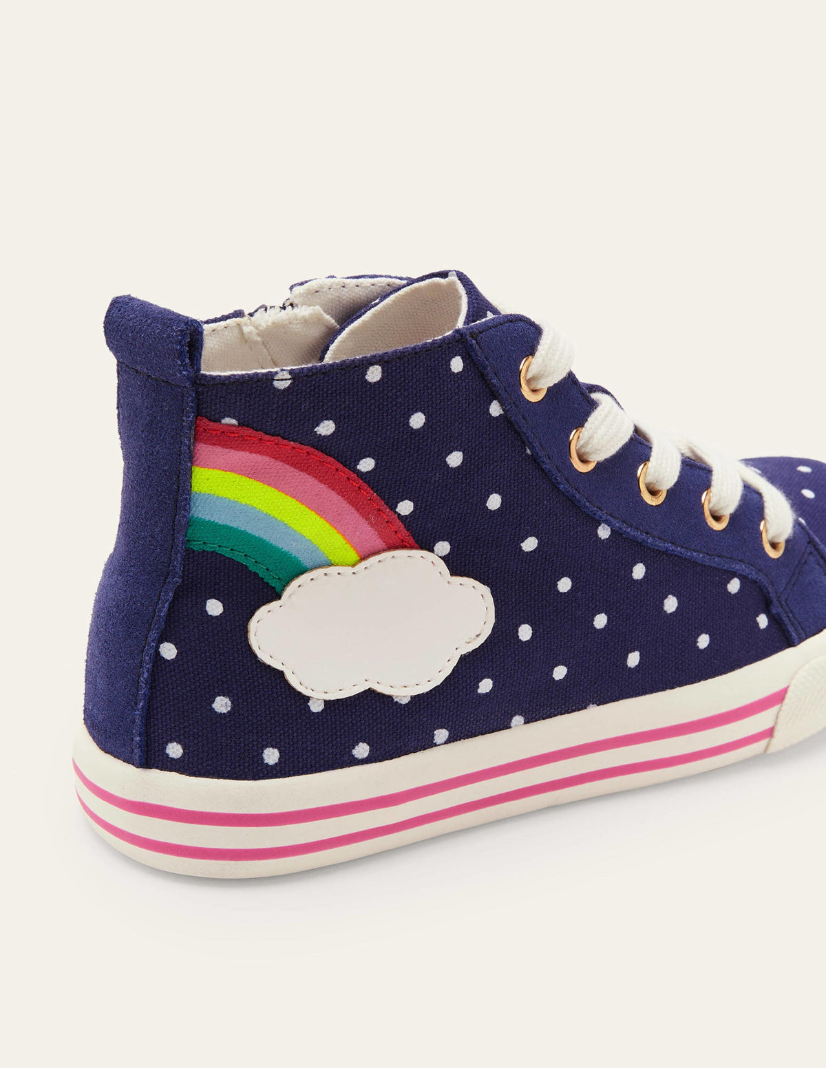 Novelty Canvas High Tops-College Navy Spot Rainbow - Image 2