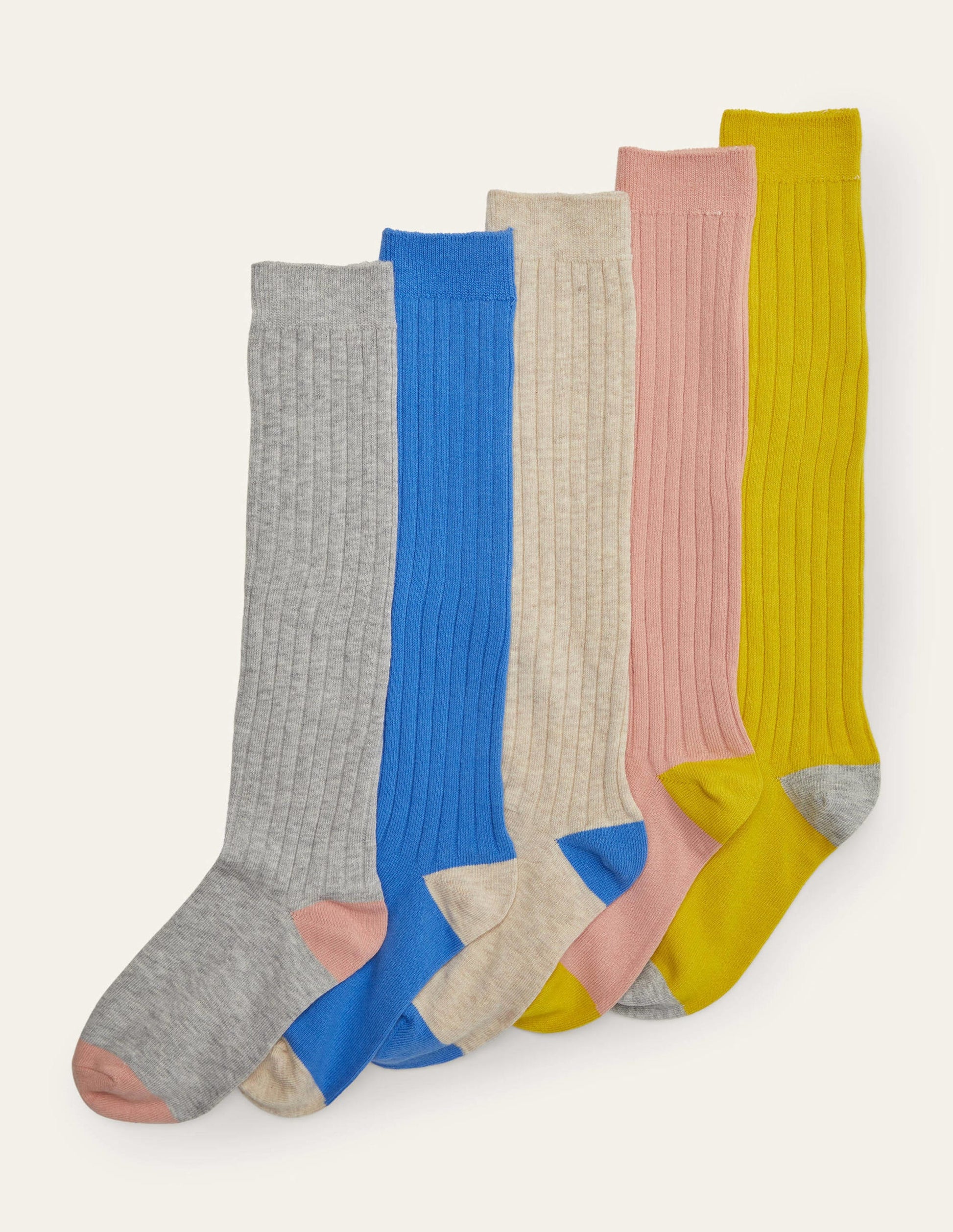 Ribbed Knee High Socks 5 Pack-Multi-1
