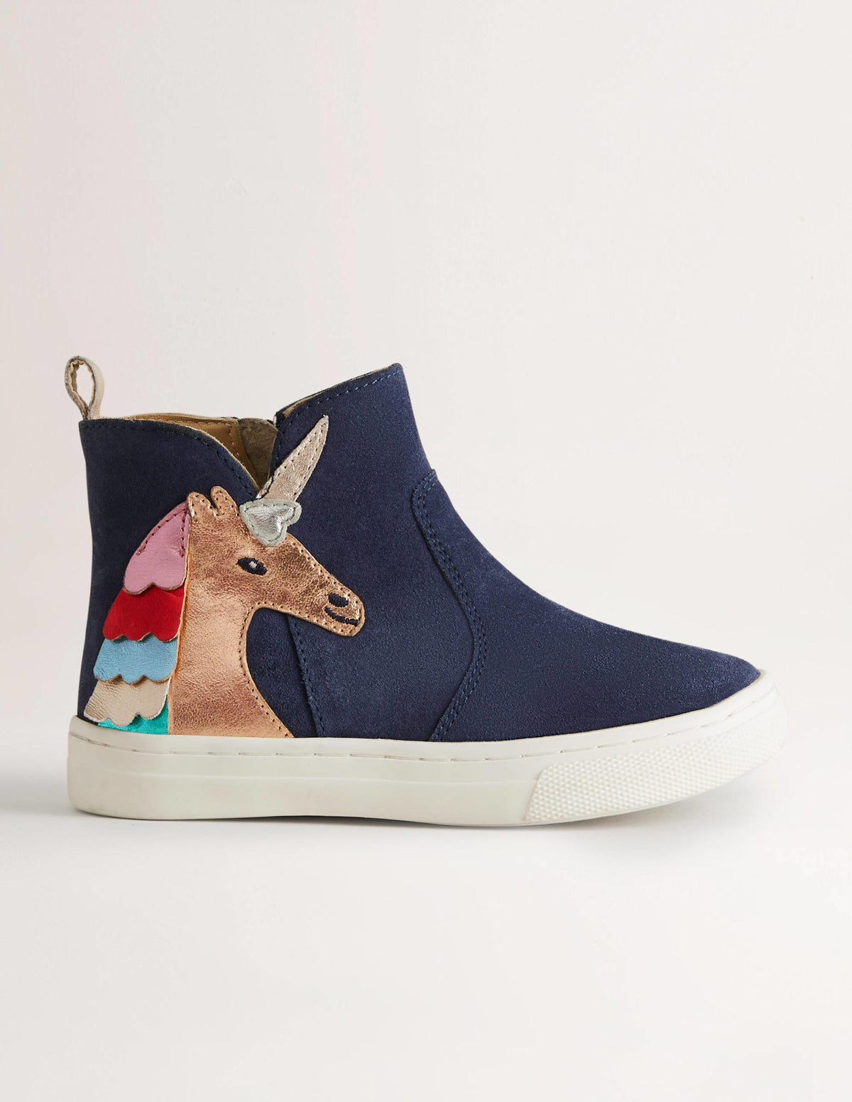 Blue Suede Unicorn Appliqué Boots-Multi Unicorn - Image 1
