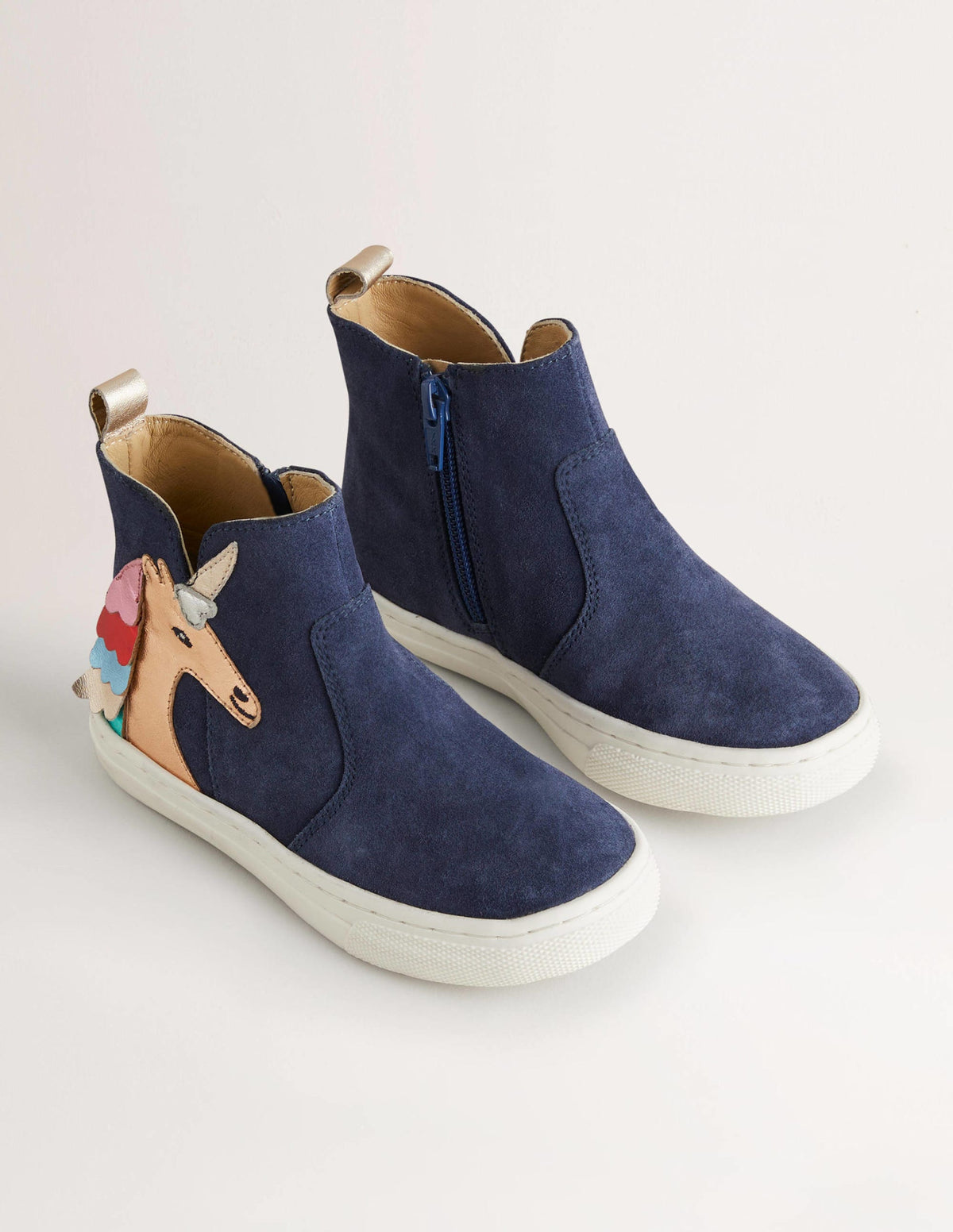 Blue Suede Unicorn Appliqué Boots-Multi Unicorn-2