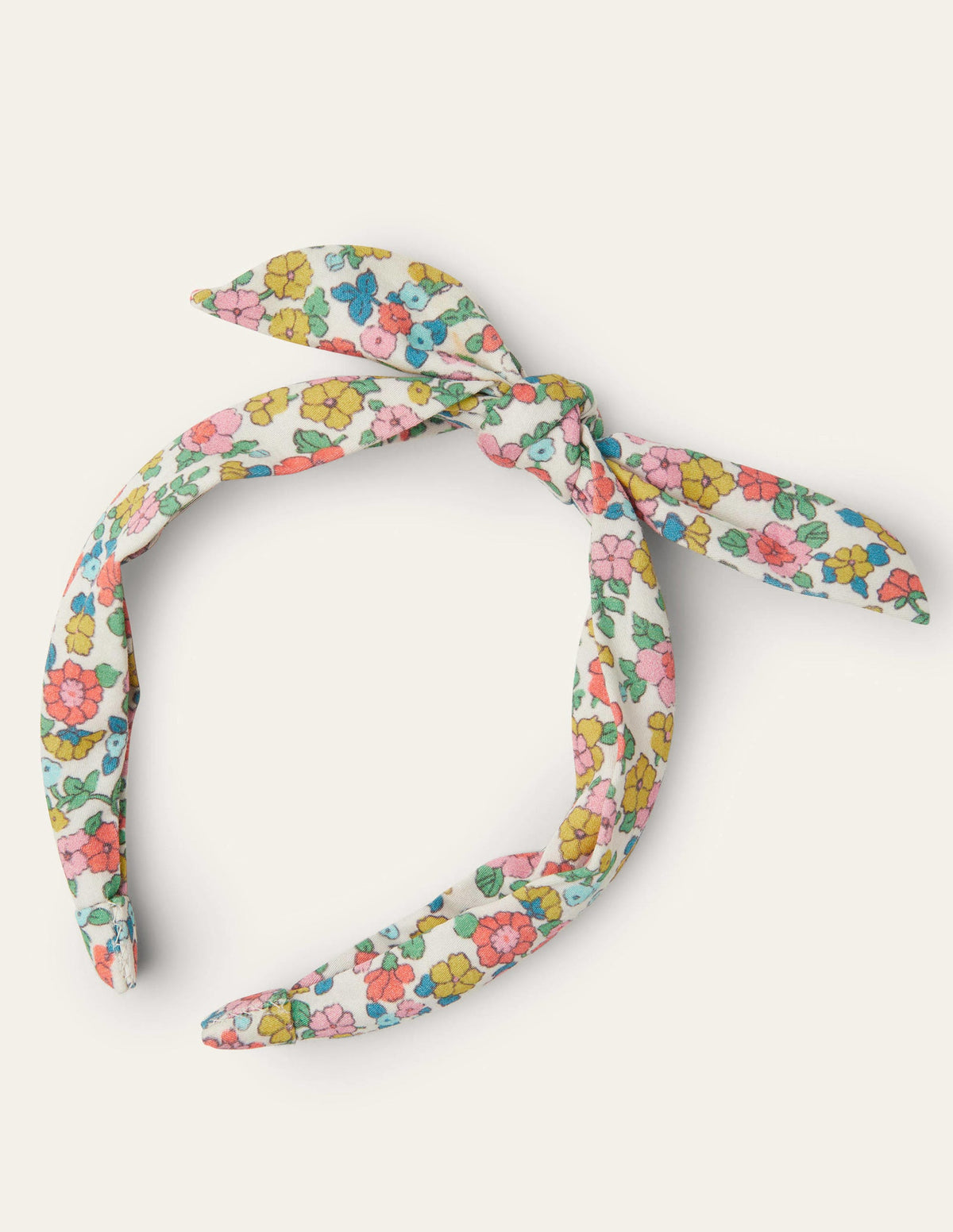 Knot Bow Headband-Ivory Vintage Flowerbed-1