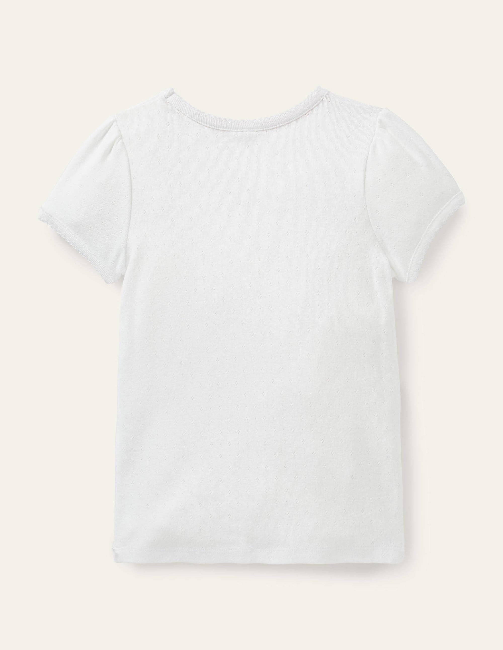 Short-Sleeved Pointelle Top-Ivory - Image 2