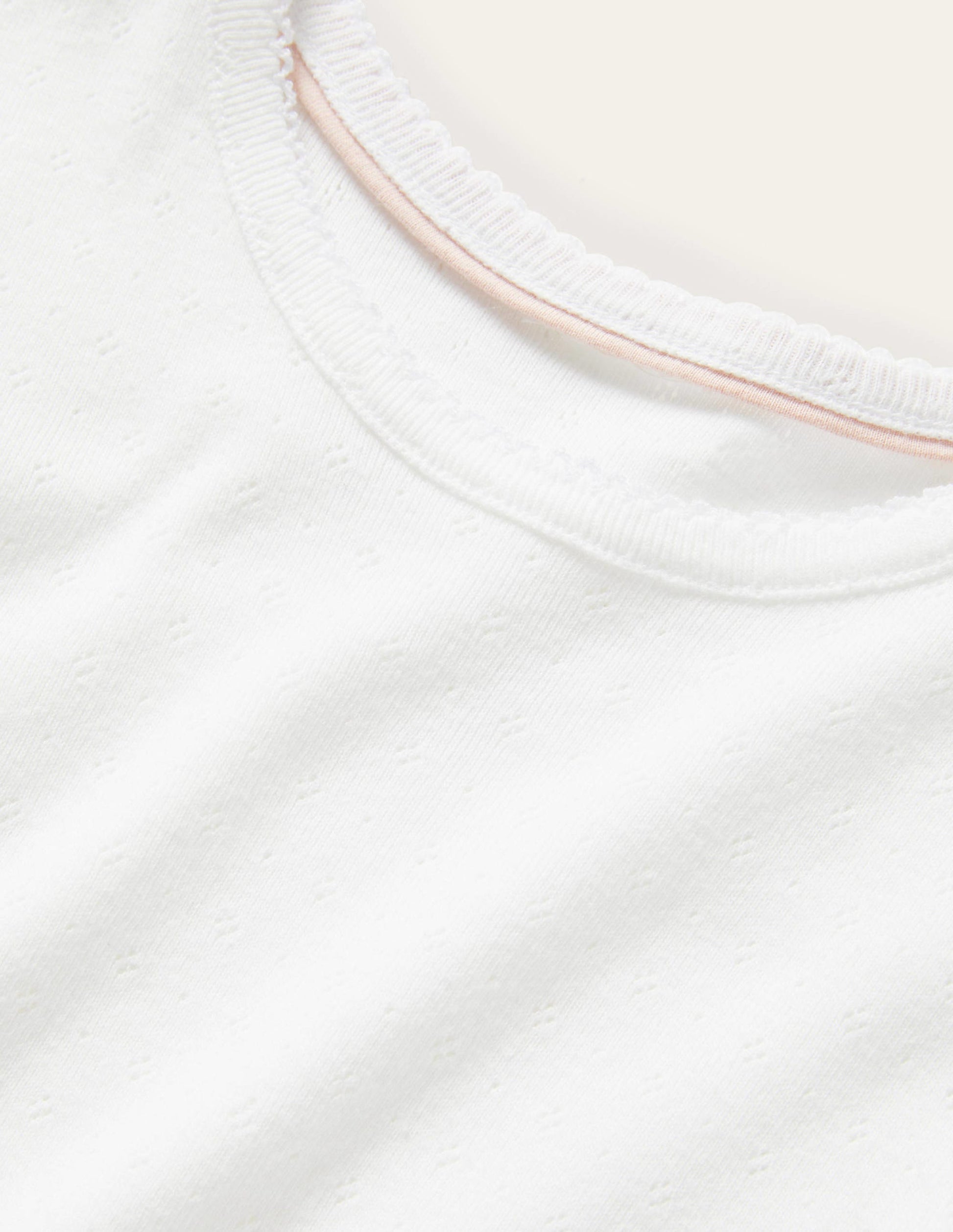 Short-Sleeved Pointelle Top-Ivory-3
