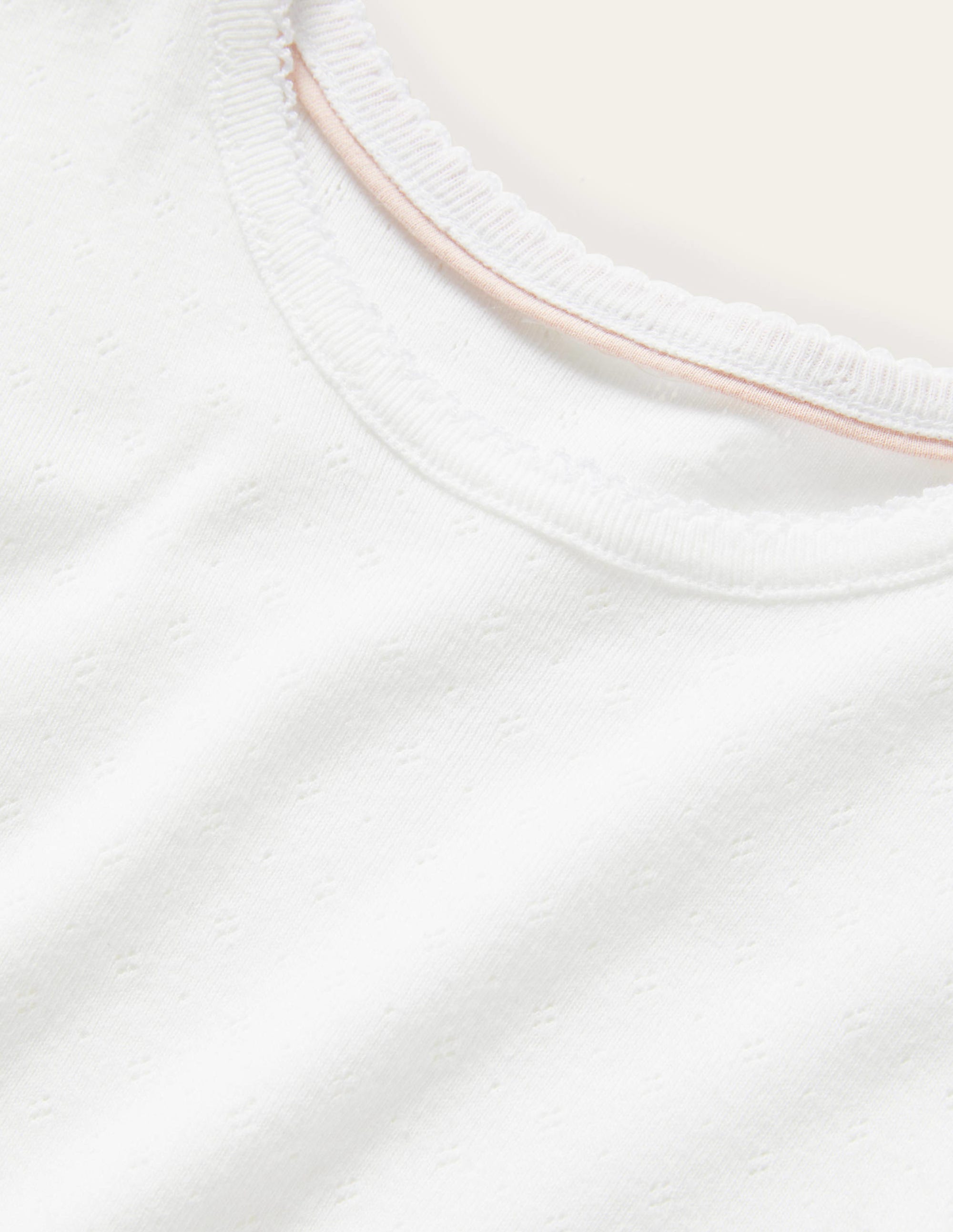 Short-Sleeved Pointelle Top-Ivory - Image 3