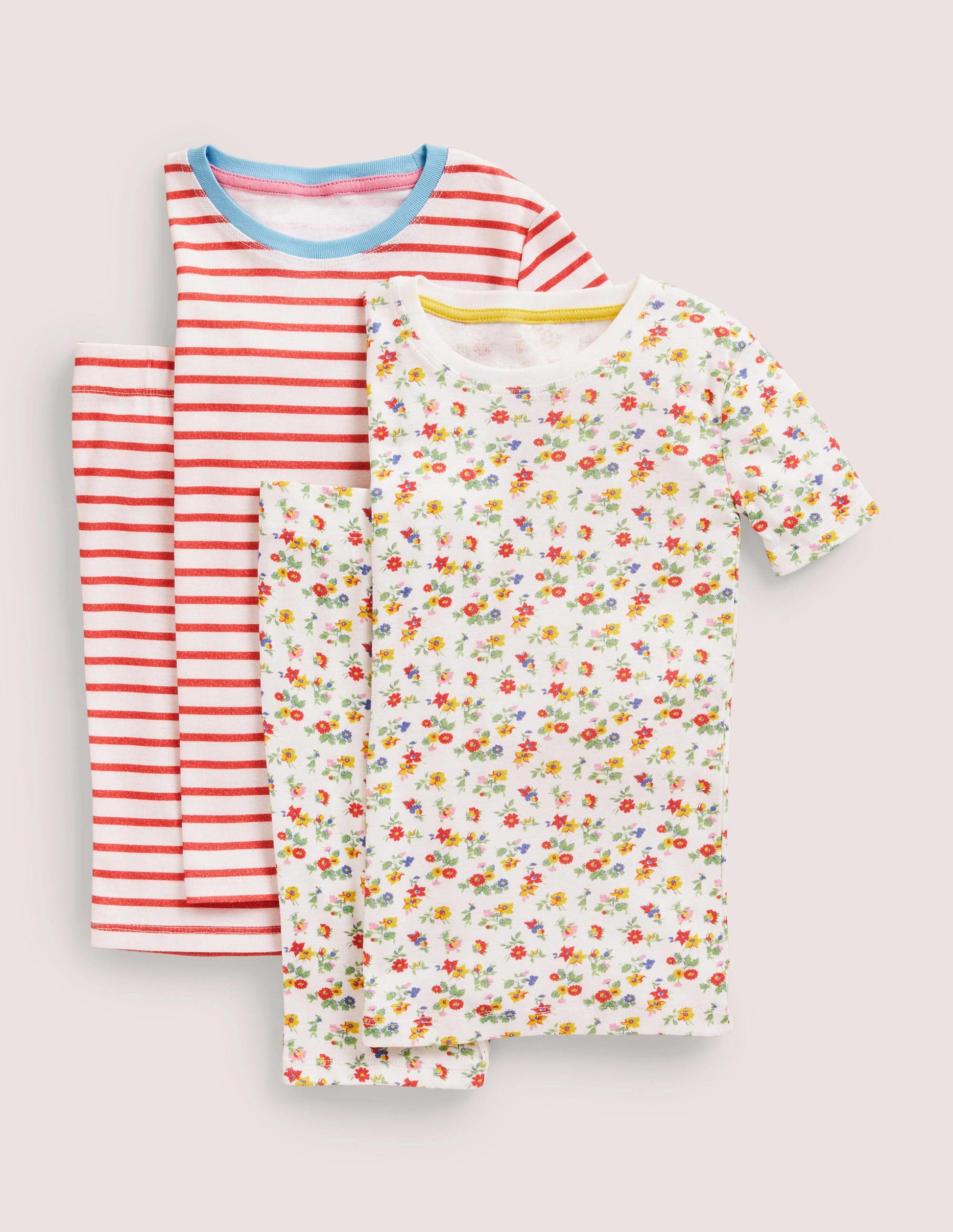 Twin Pack Short John Pajamas-Multi Patchwork Floral-1