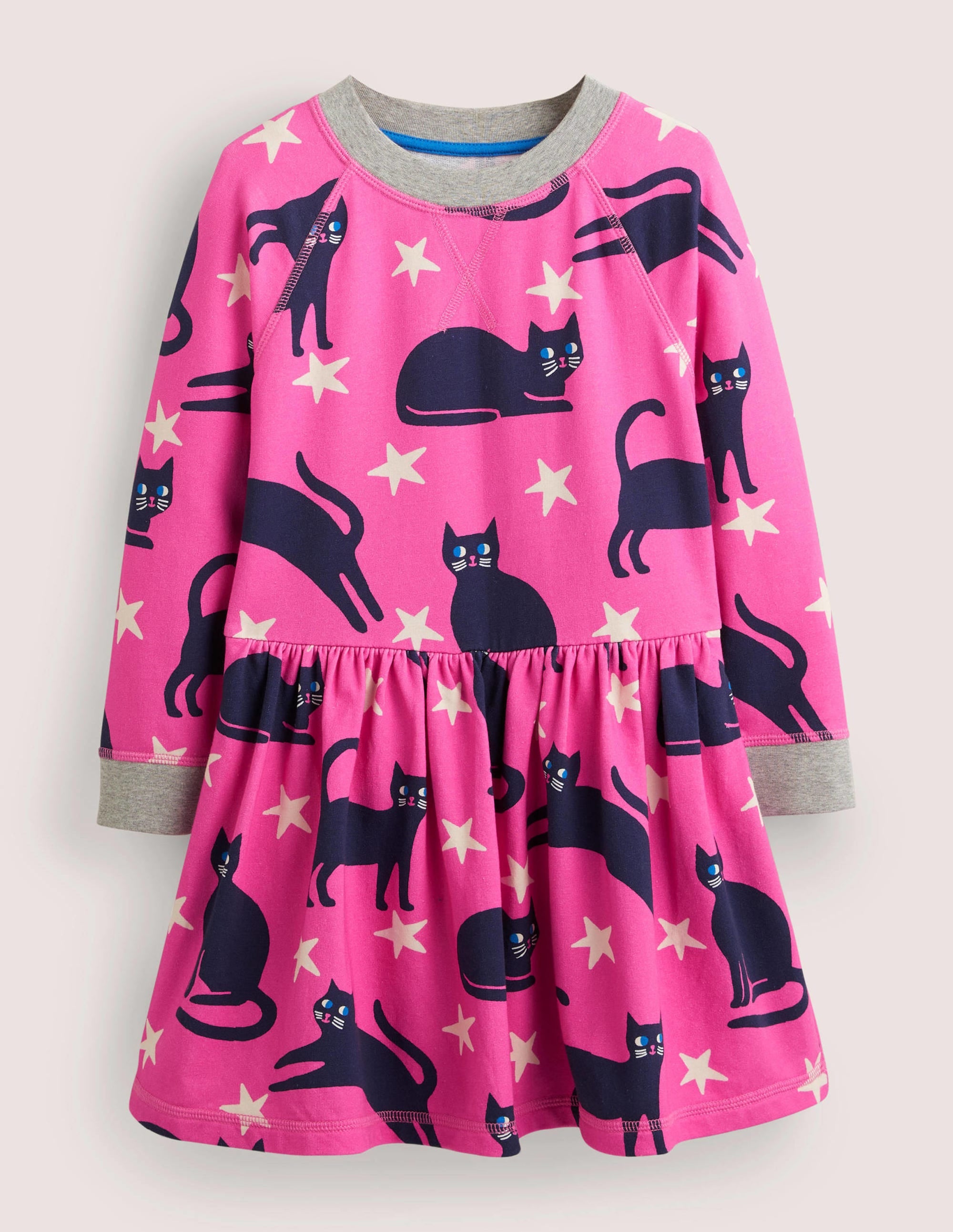 Pink Halloween Cats Sweatshirt Dress-Tickled Pink Cats - Image 1