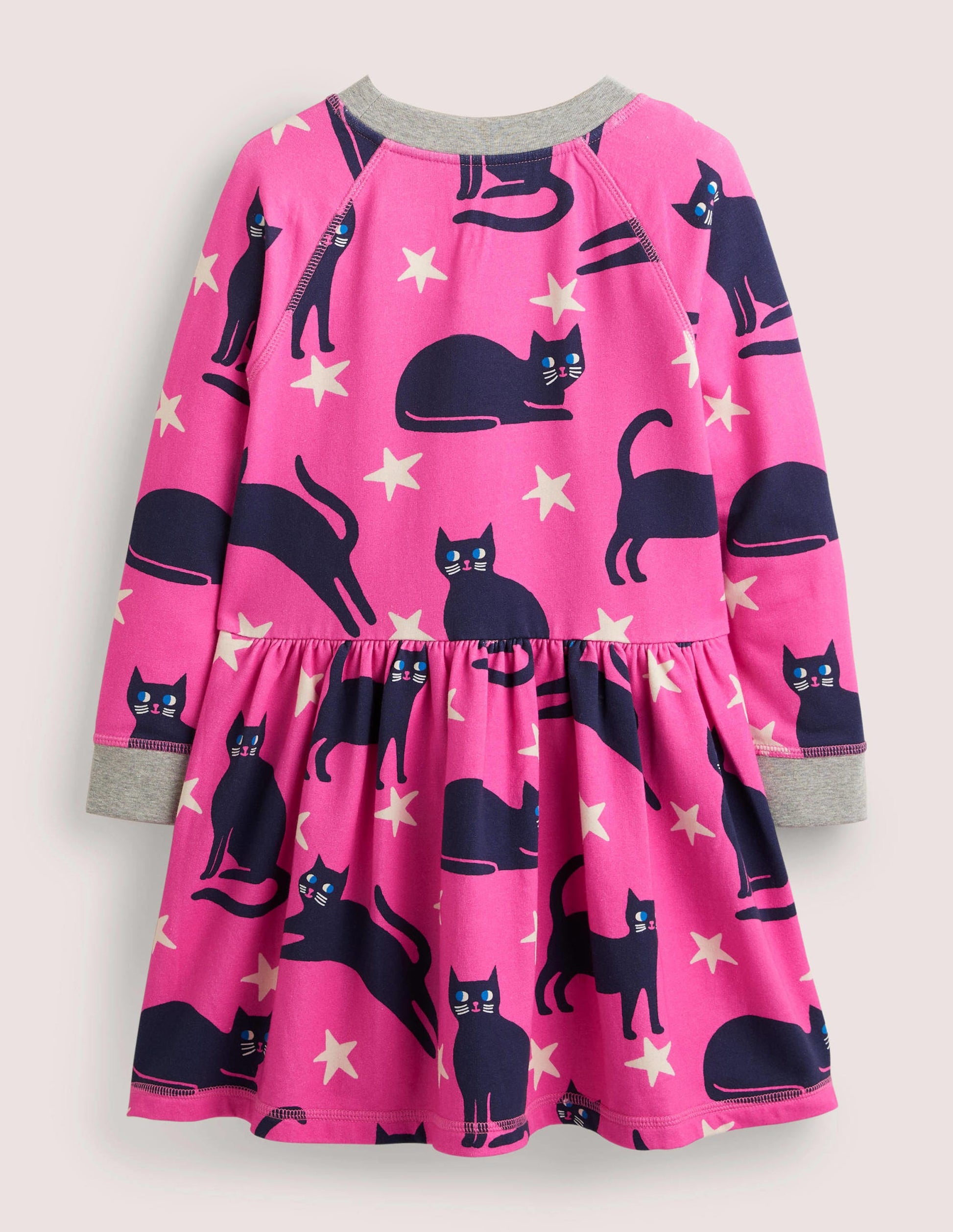 Pink Halloween Cats Sweatshirt Dress-Tickled Pink Cats-2