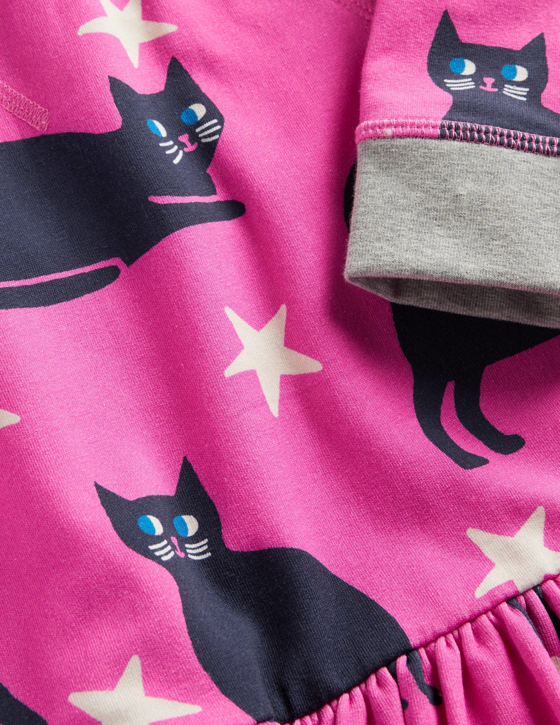 Pink Halloween Cats Sweatshirt Dress-Tickled Pink Cats-3