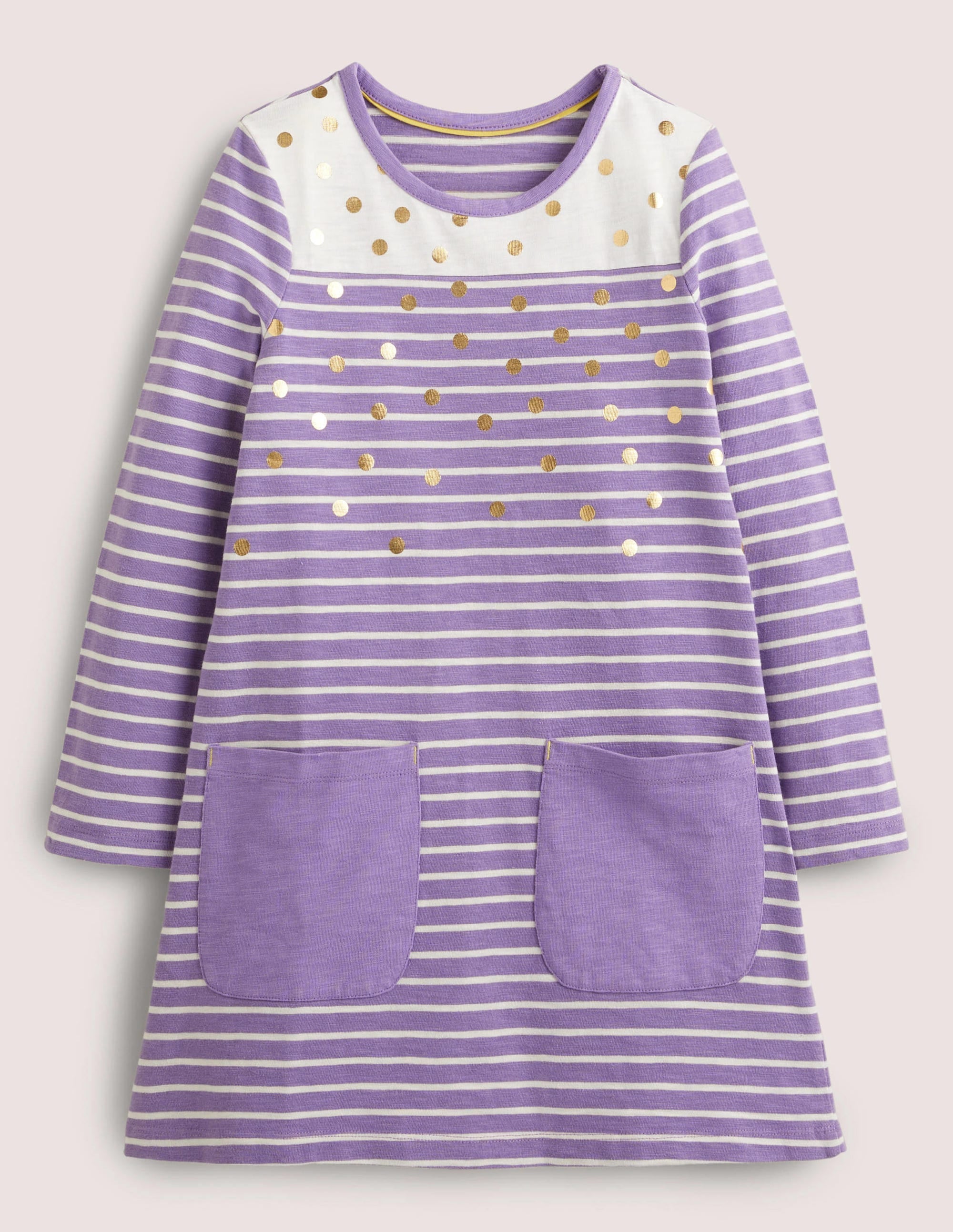 Fun Pocket Jersey Dress-Aster/Ivory Foil Spot - Image 1