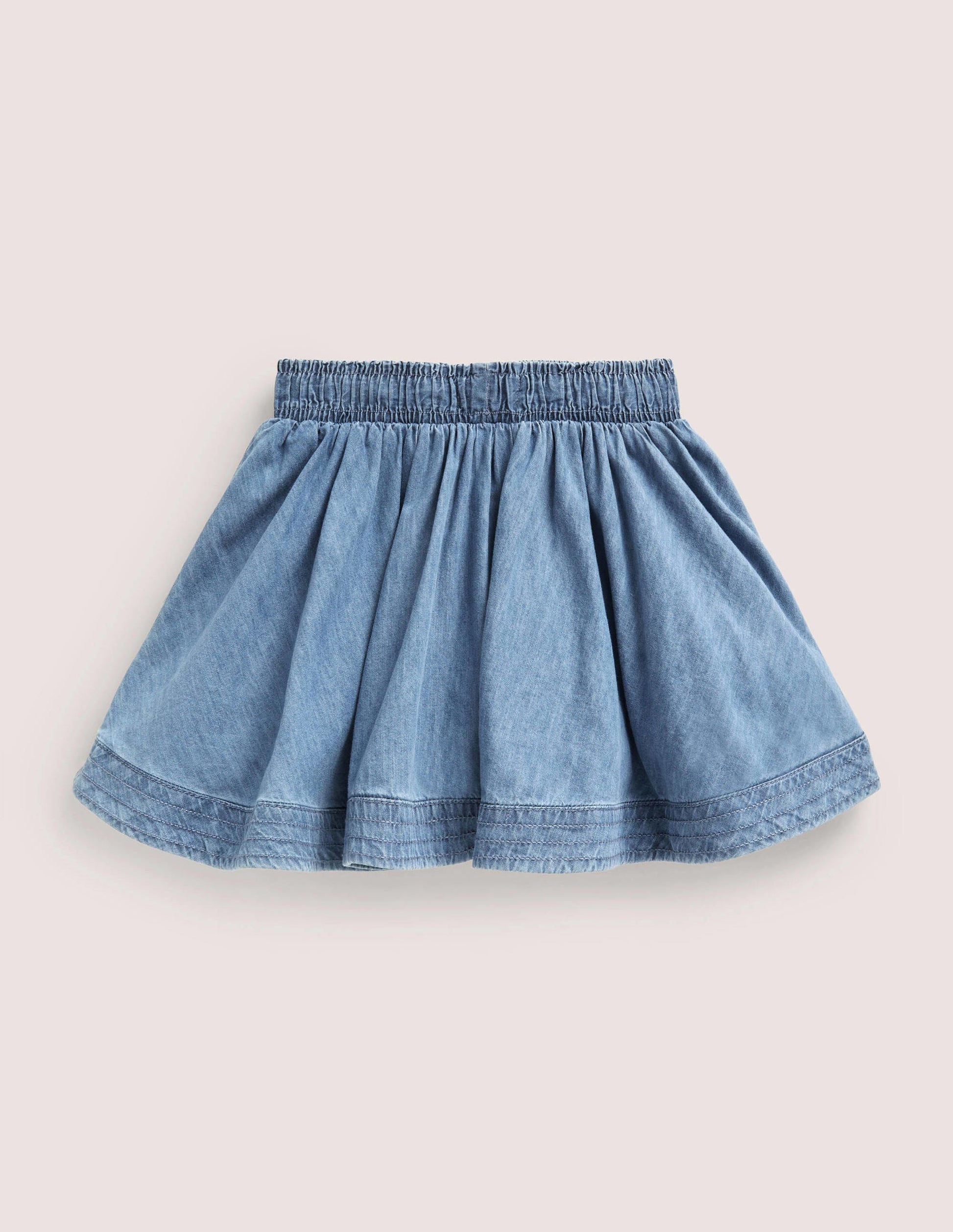 Woven Twirly Skirt-Light Vintage Denim-2