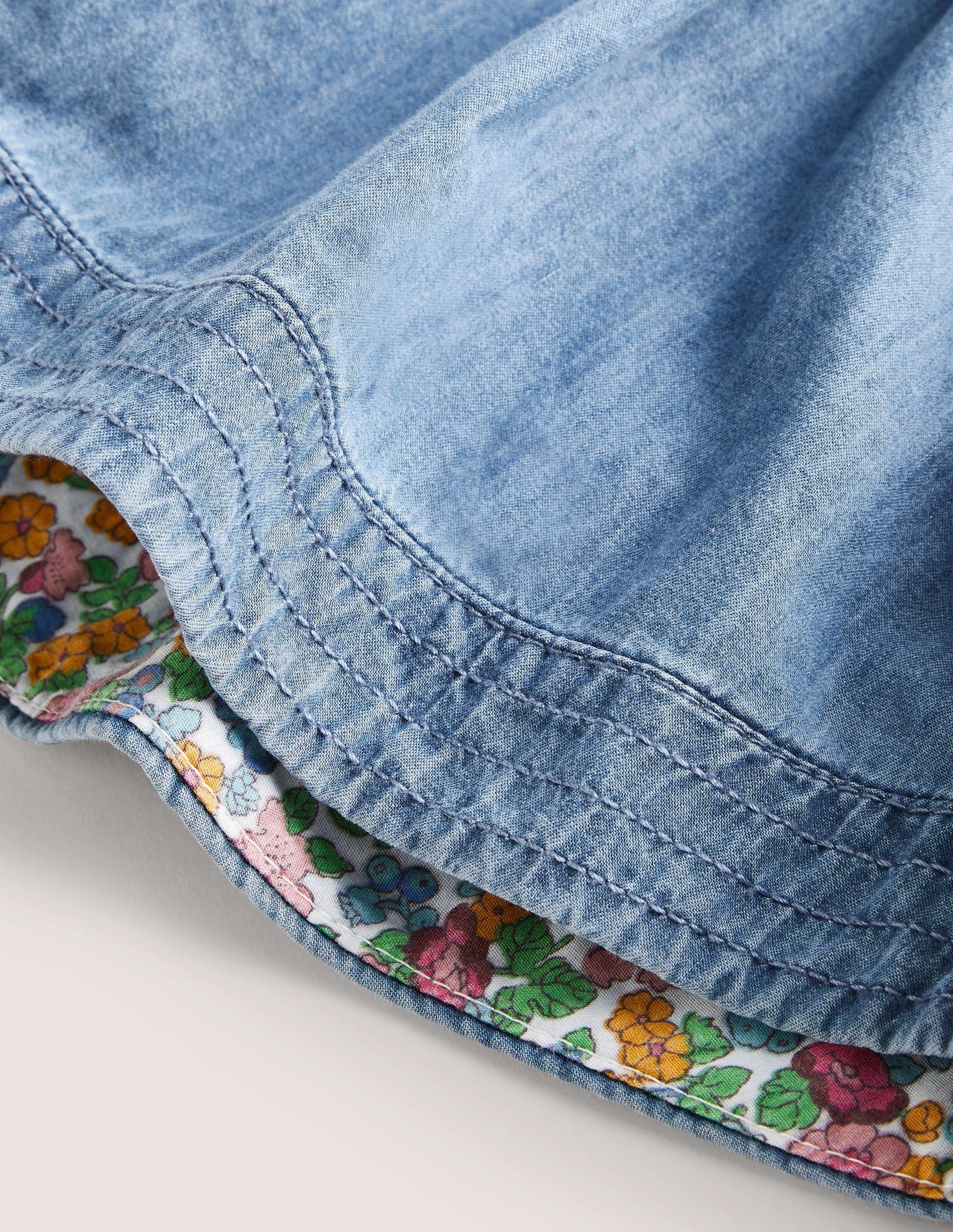 Woven Twirly Skirt-Light Vintage Denim-3