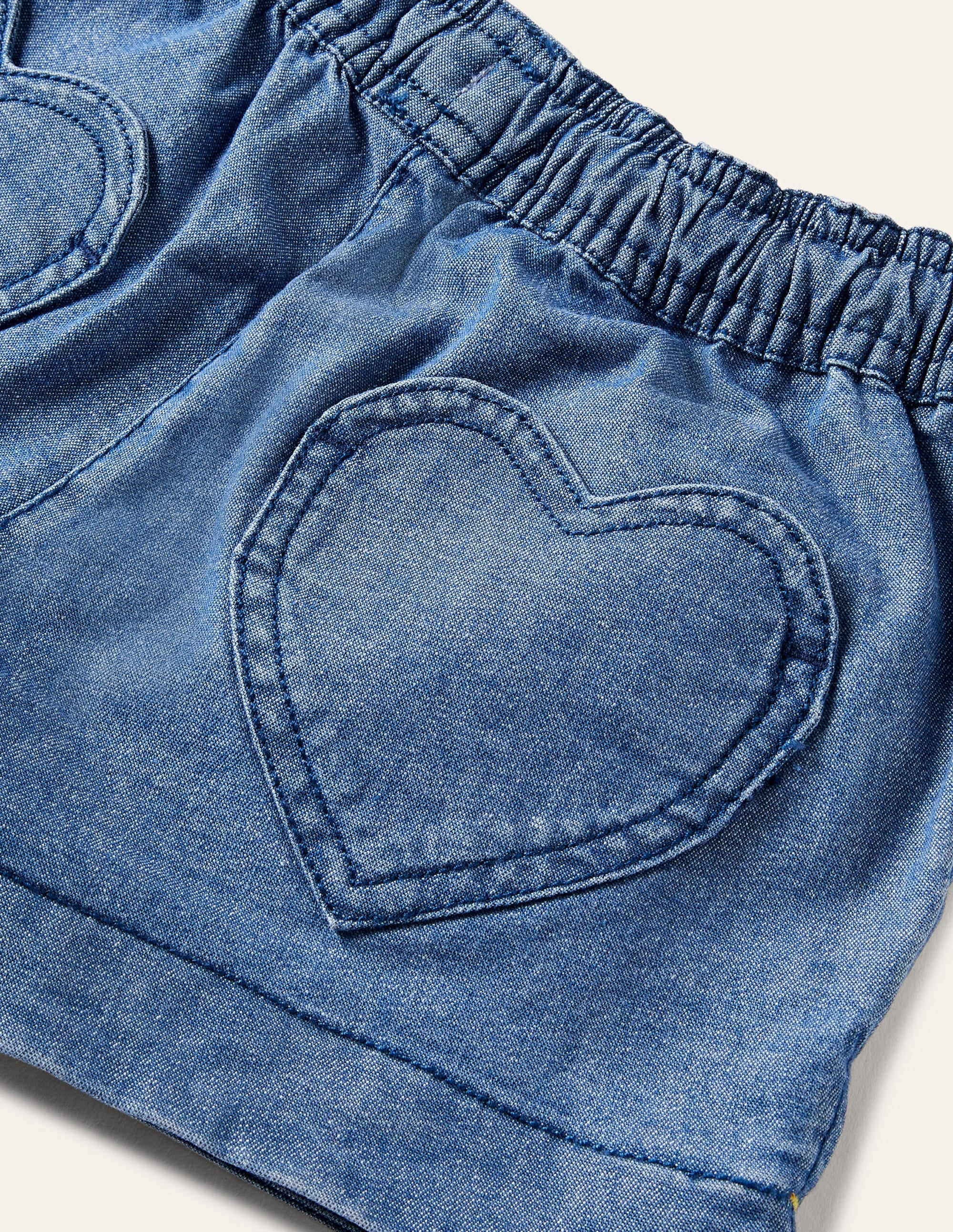 Heart Pocket Shorts-Chambray - Image 3