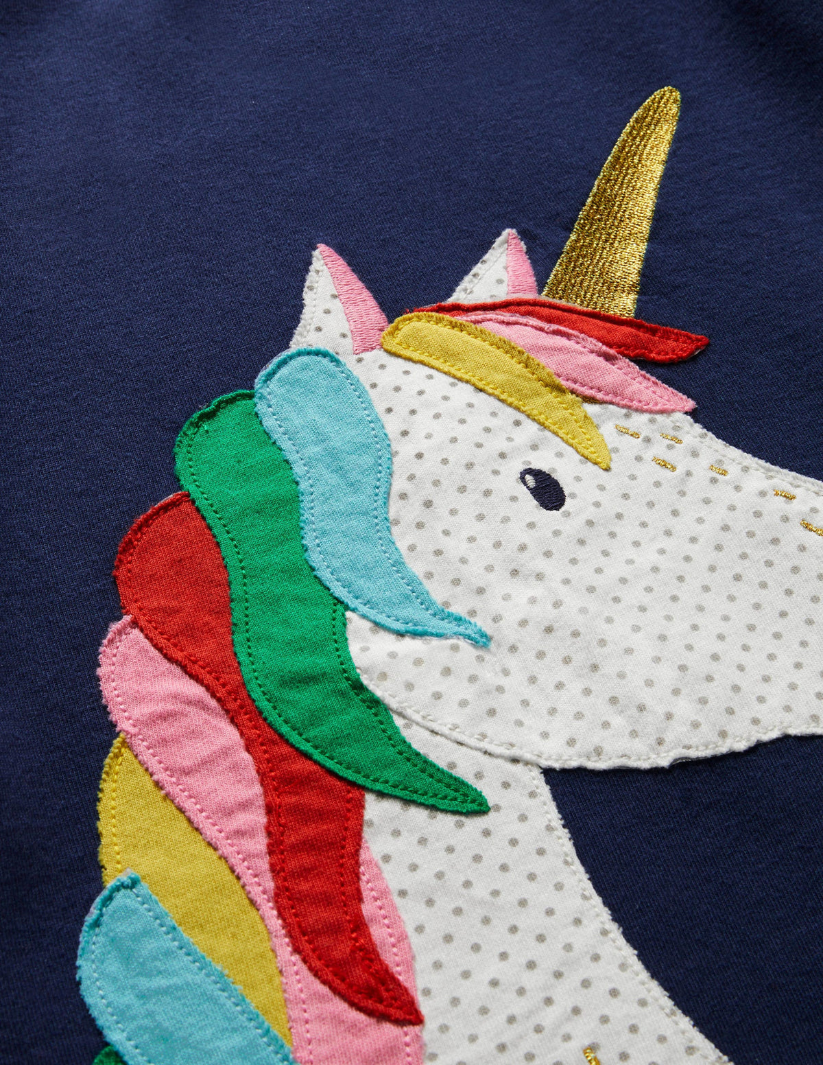 Navy Rainbow Unicorn Appliqué Dress-College Navy Unicorn-3