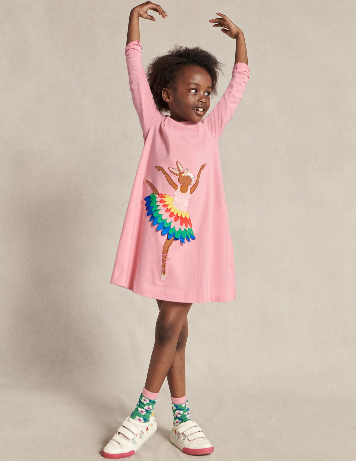 Big Appliqué Dress-Formica Pink Ballerina Bunny - Image 7
