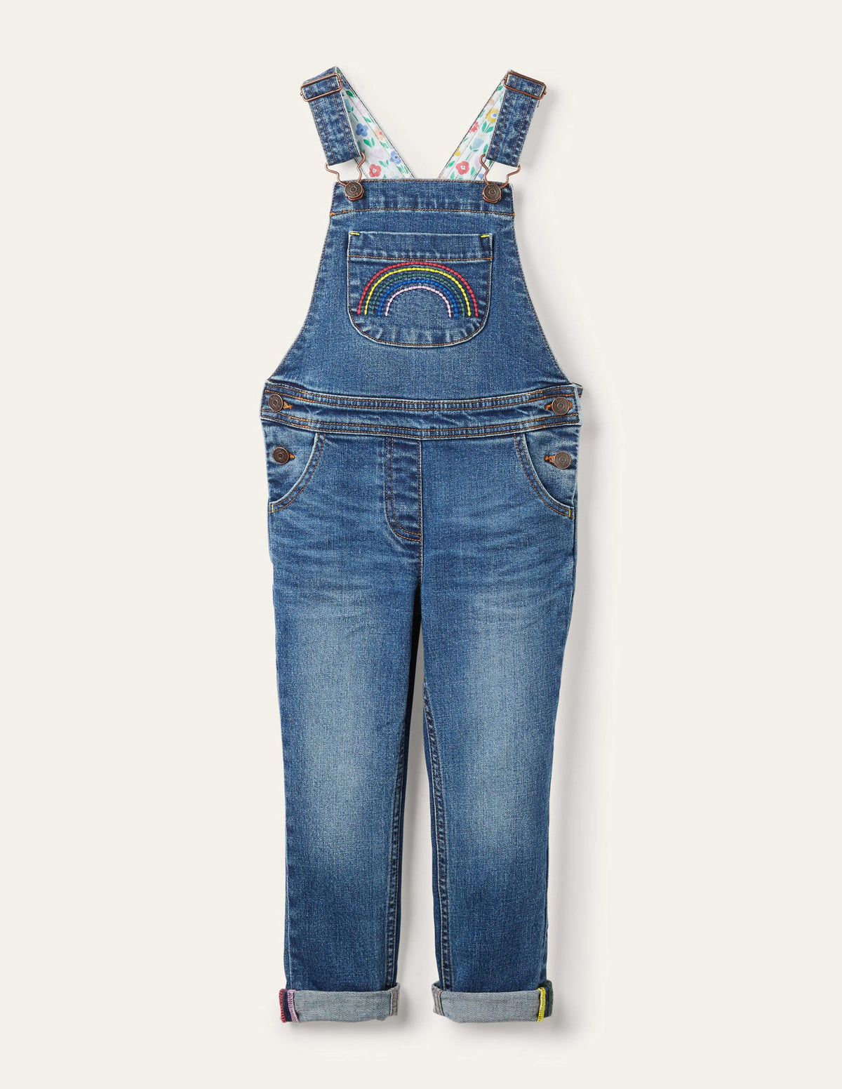 Fun Overalls-Light Vintage Denim Rainbow - Image 1