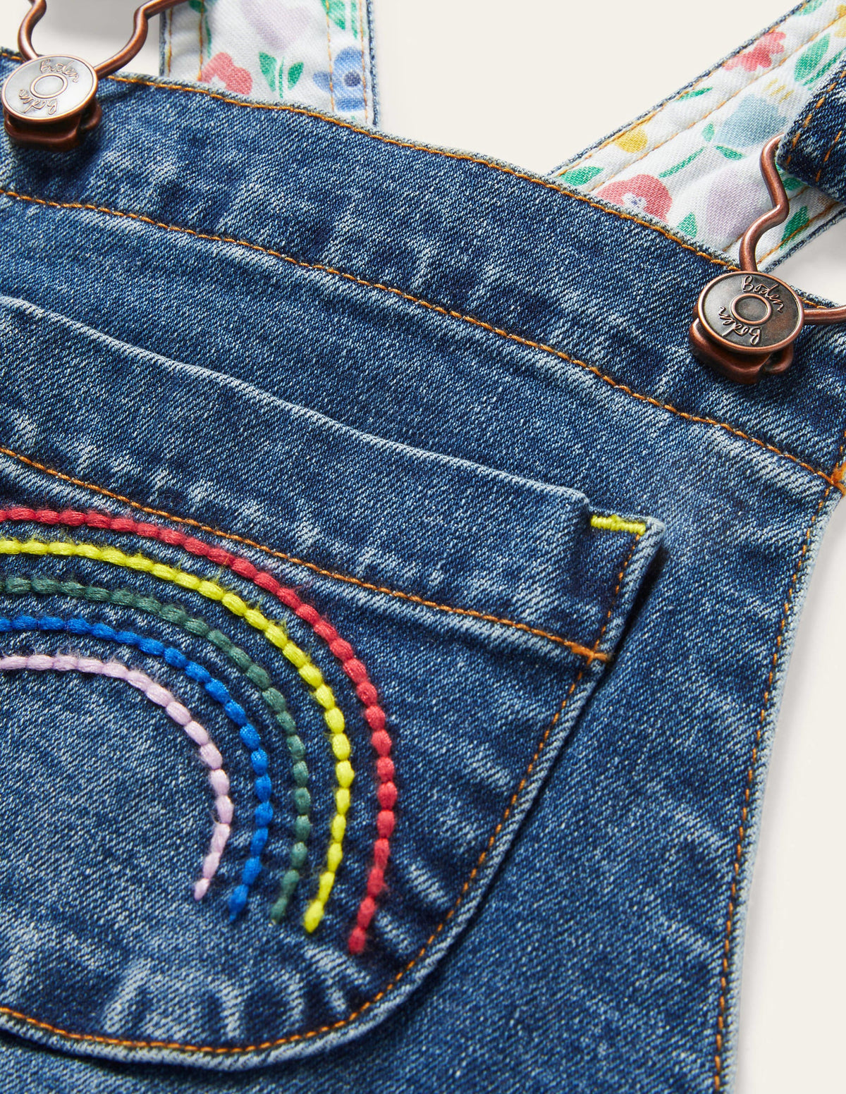 Fun Overalls-Light Vintage Denim Rainbow - Image 3