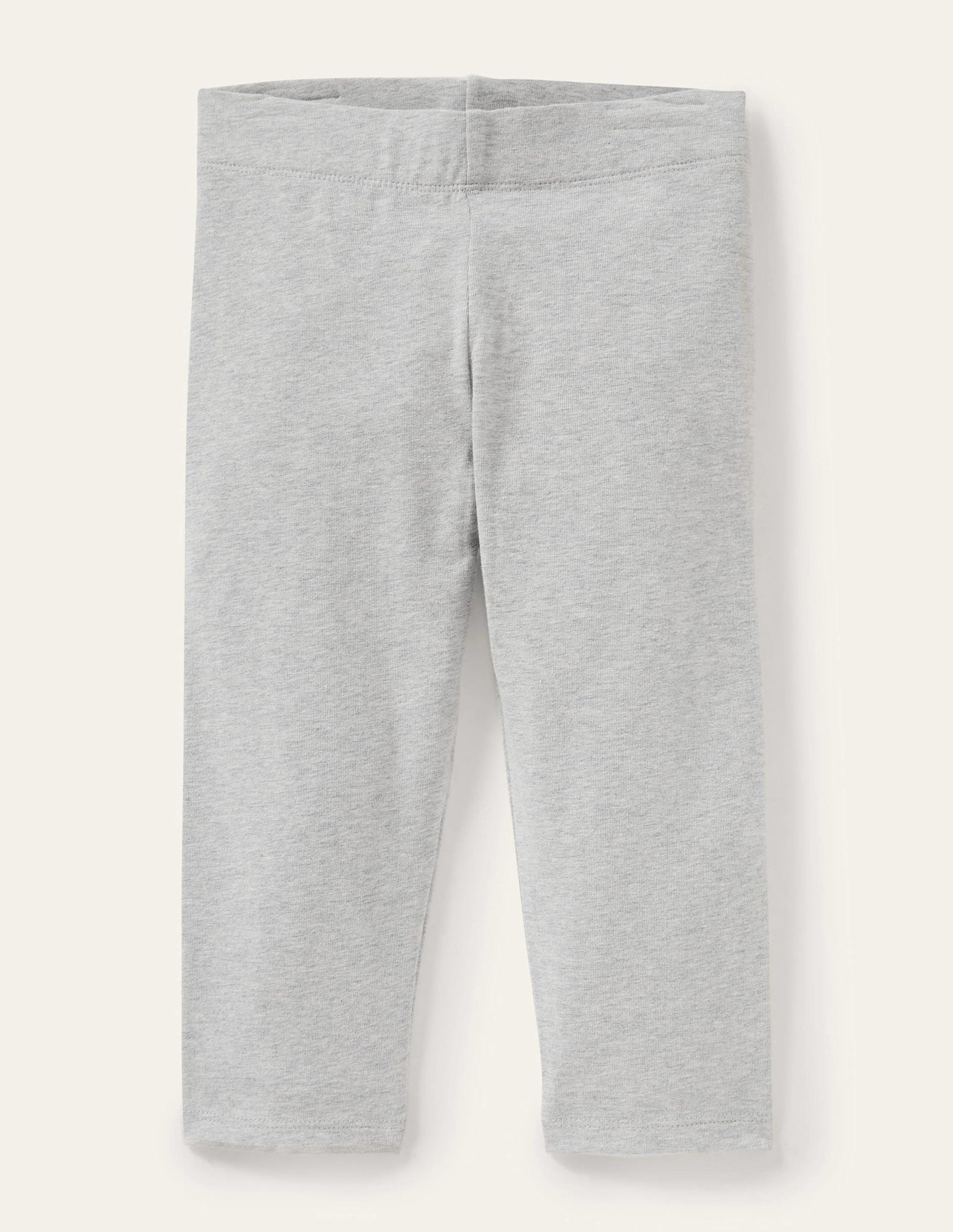 Plain Cropped Leggings-Grey Marl-1