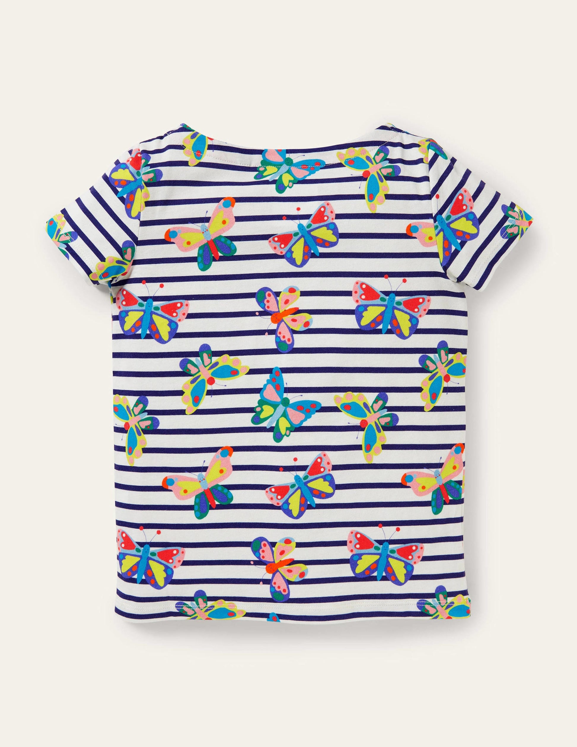 Short-sleeved Breton-Multi Butterfly Stripe-2