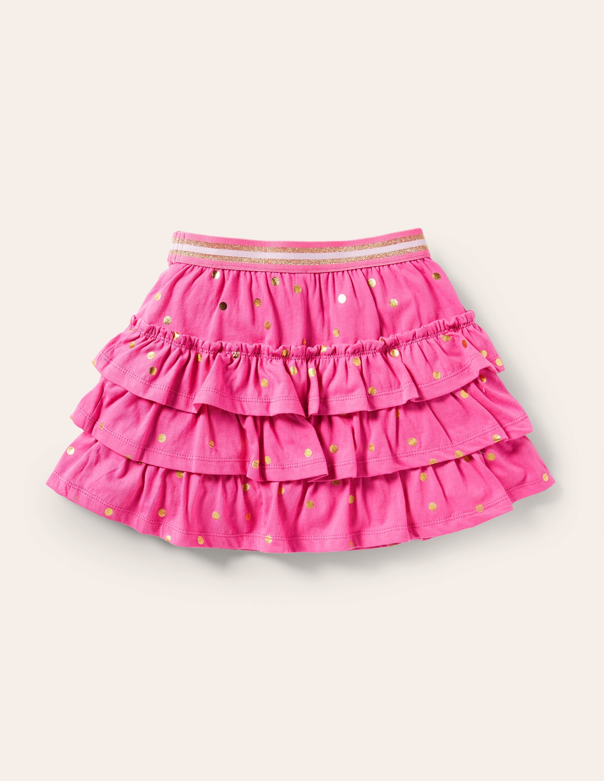 Jersey Ruffle Skort-Bright Petal Pink Gold Spot - Image 2