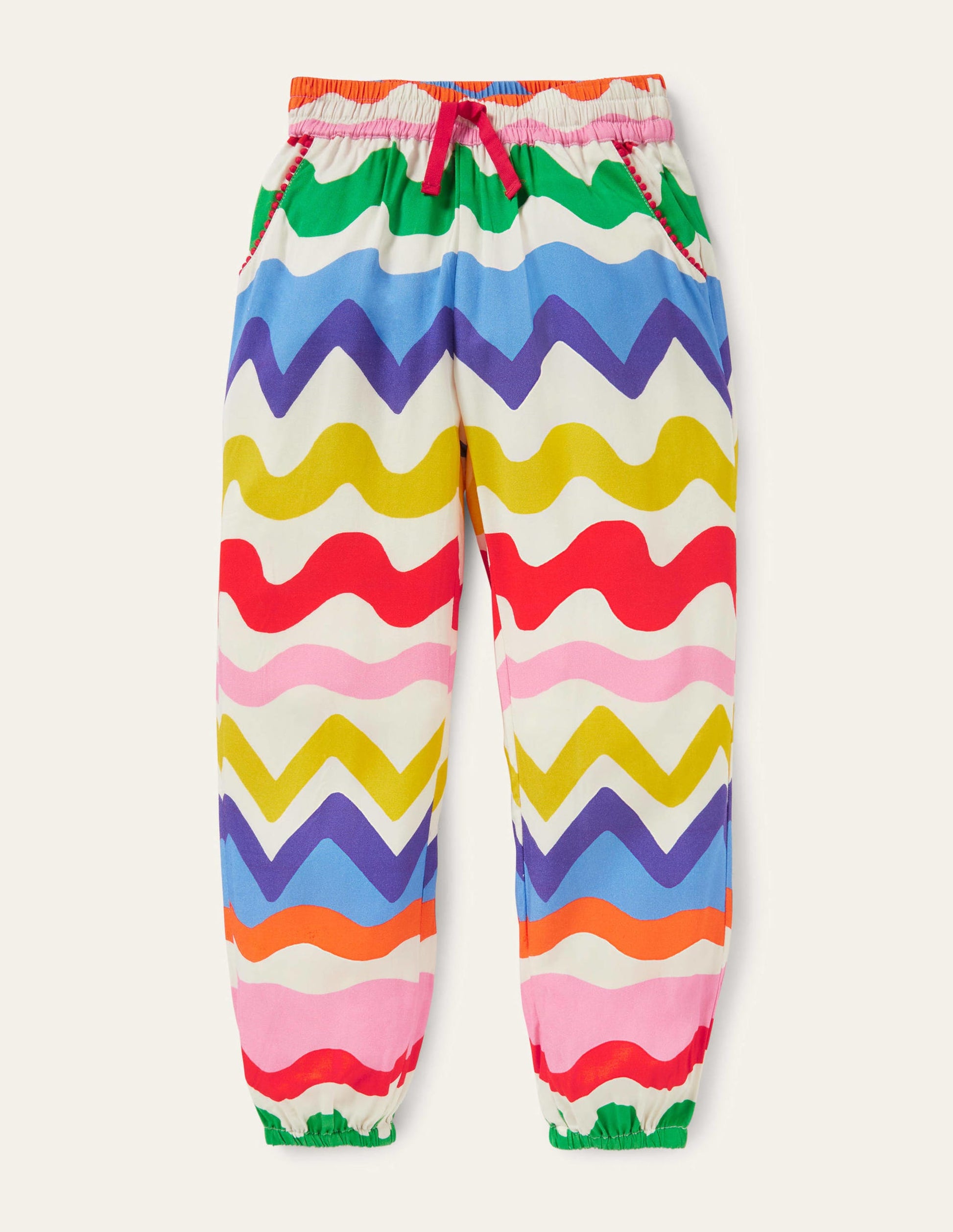 Relaxed Woven Printed Pants-Multi Ric-rac-1
