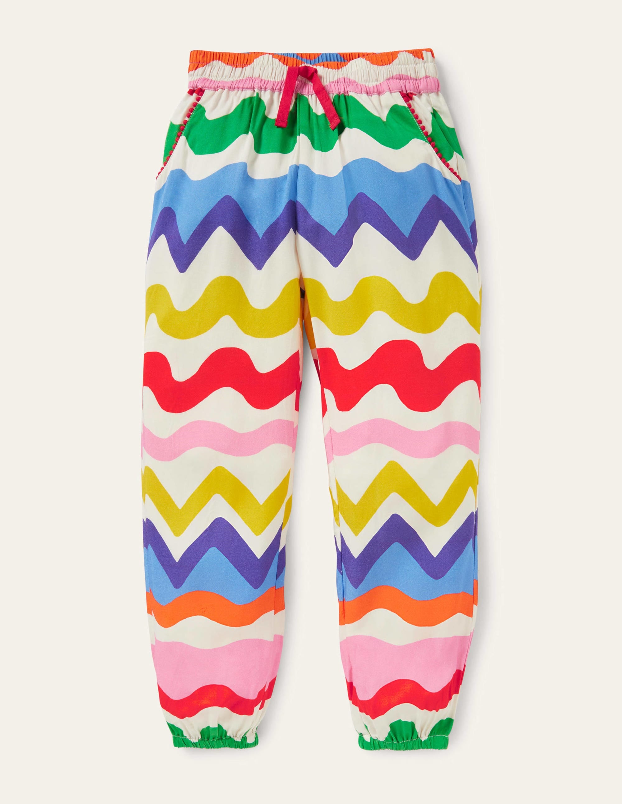 Relaxed Woven Printed Pants-Multi Ric-rac - Image 1