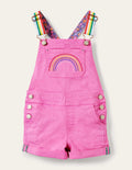 Fun Short Overalls-Strawberry Ice Pink Rainbow