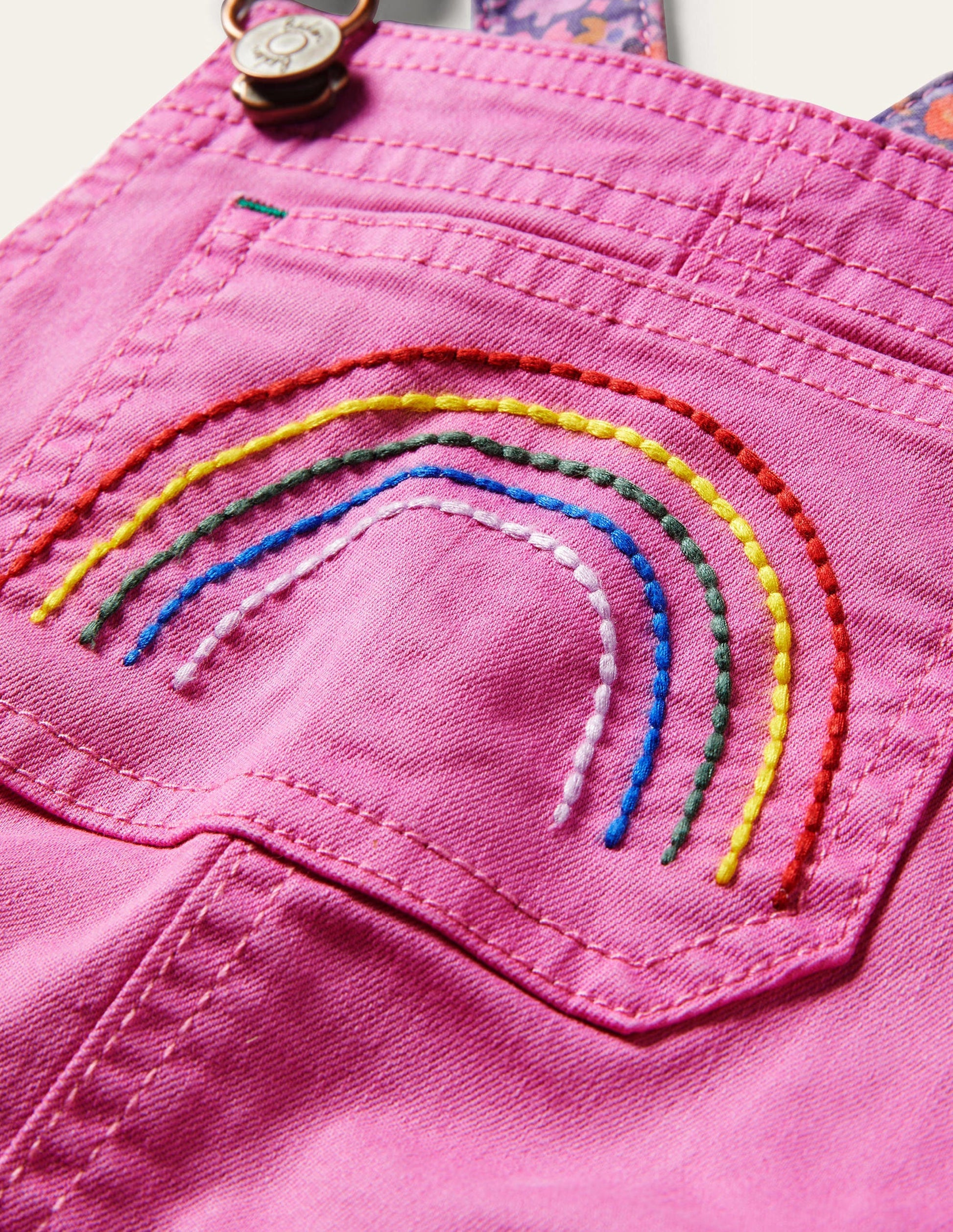 Fun Short Overalls-Strawberry Ice Pink Rainbow-3