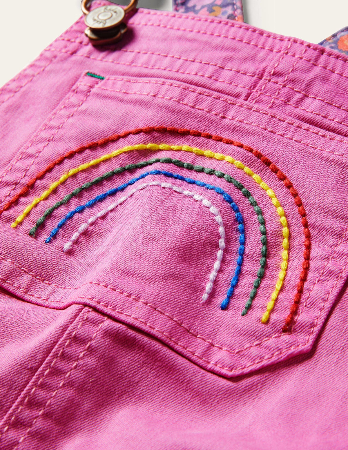 Fun Short Overalls-Strawberry Ice Pink Rainbow - Image 3