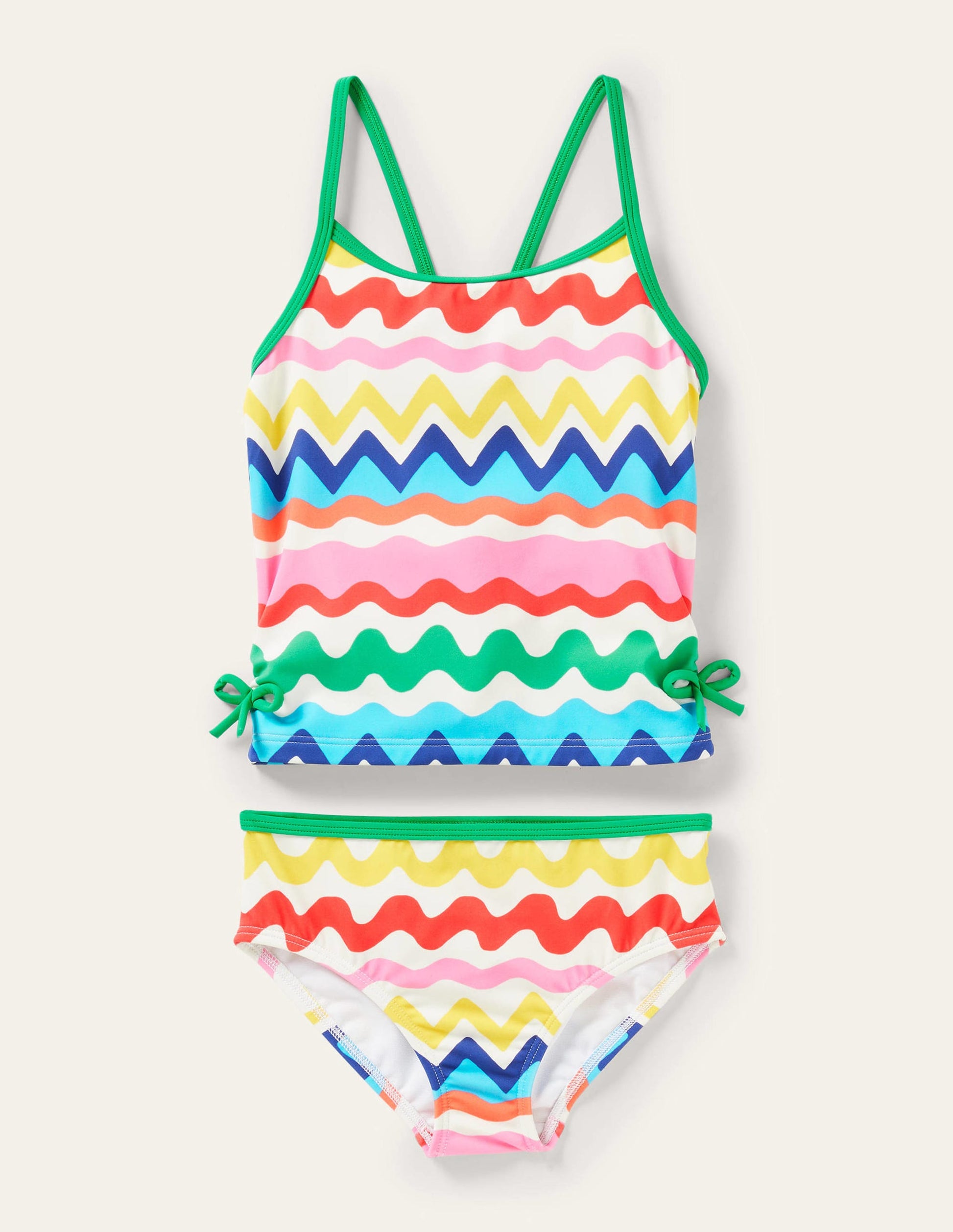 Ruched Tankini Set-Ivory, Multi Ric Rac Stripe-1