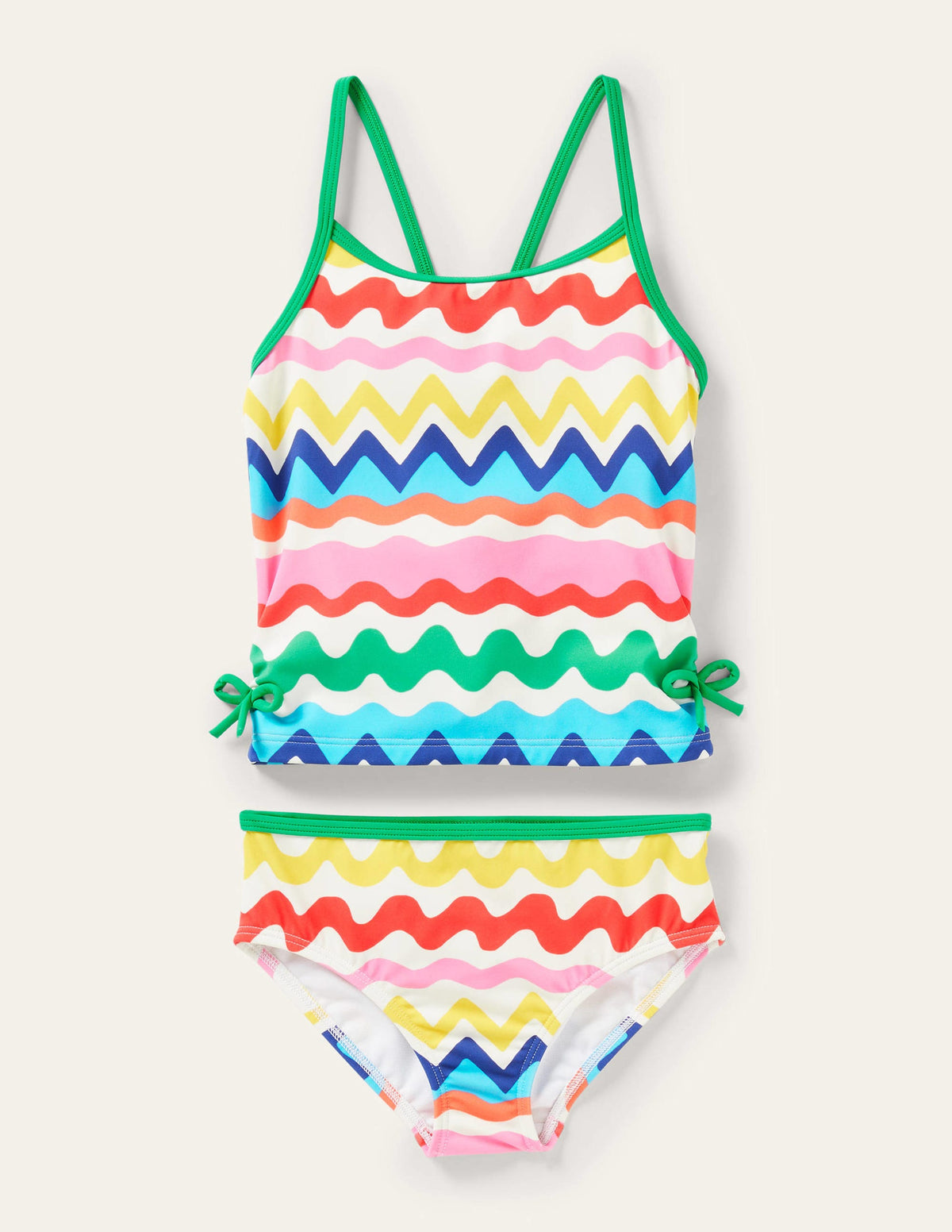 Ruched Tankini Set-Ivory, Multi Ric Rac Stripe - Image 1