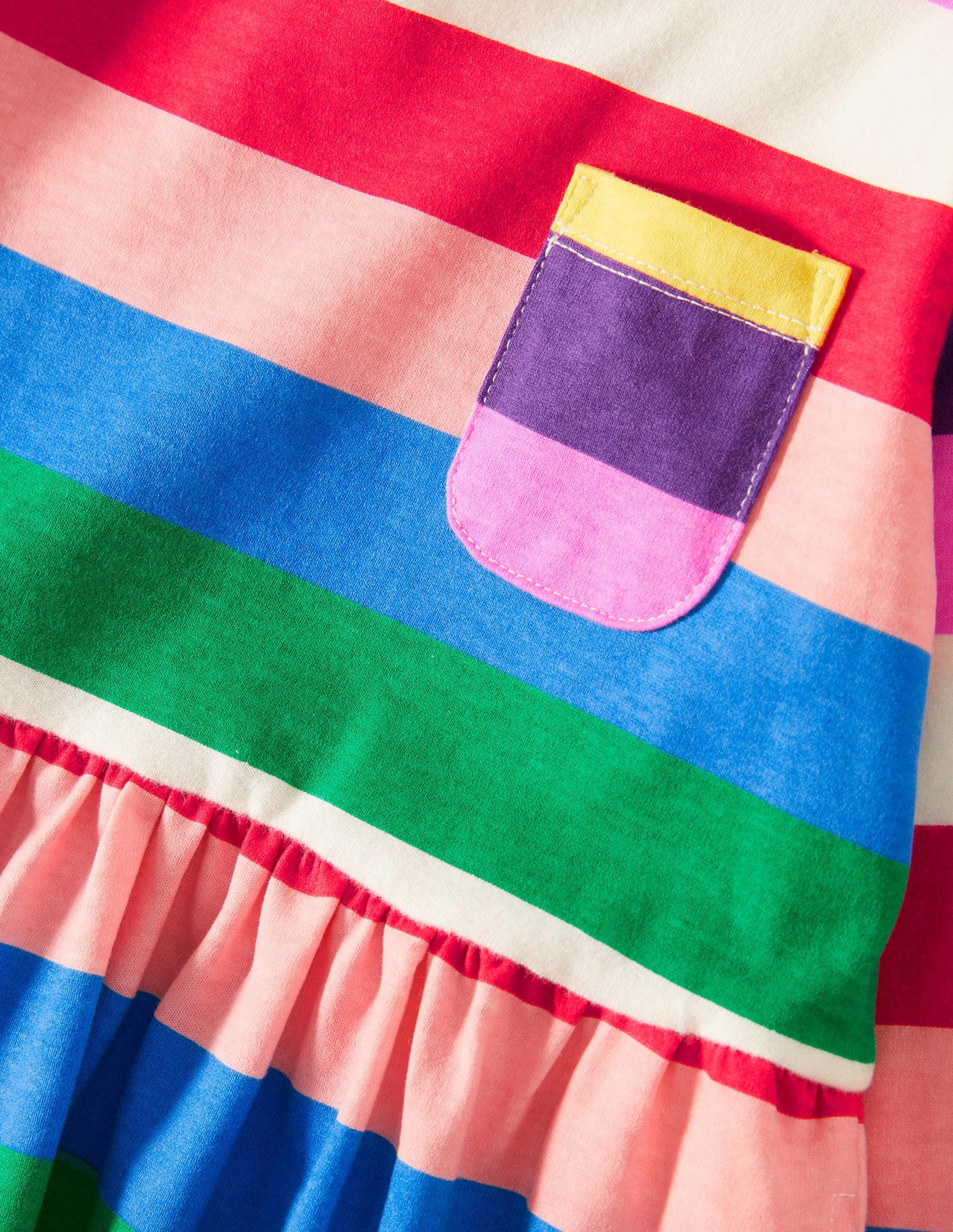 Long Sleeve Fun Jersey Dress-Multi Rainbow Stripe-3