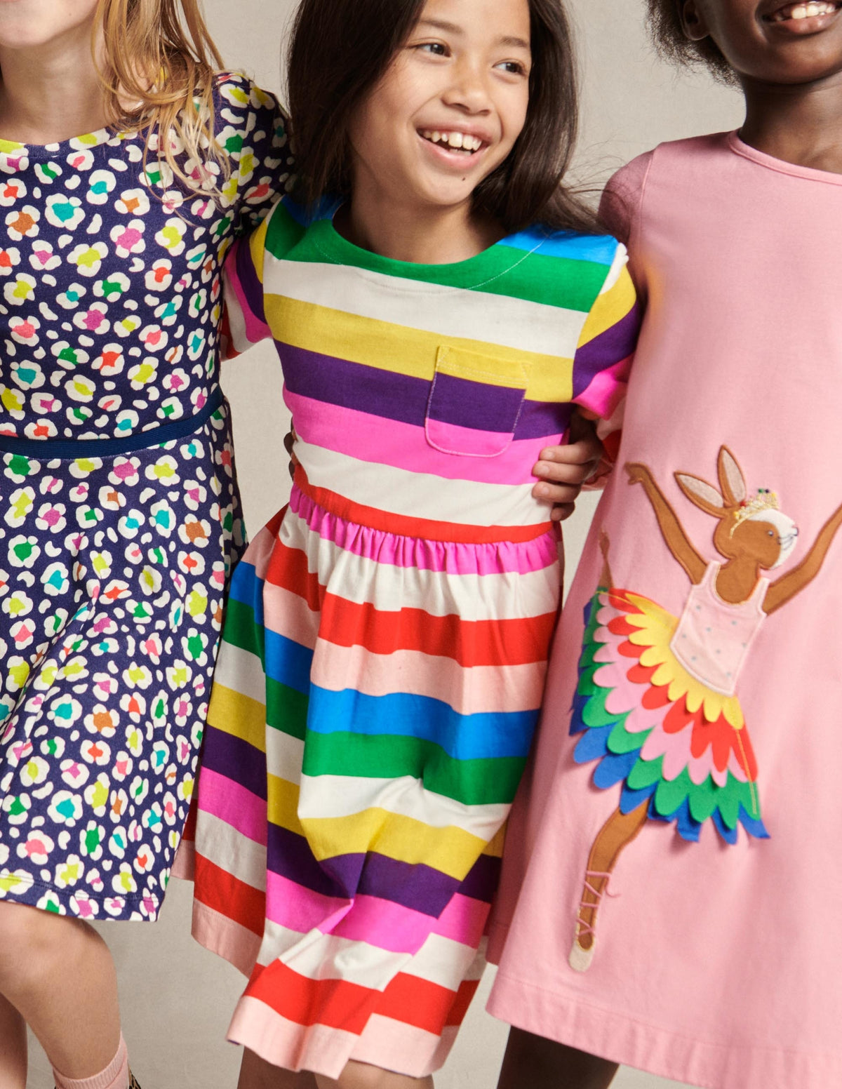 Long Sleeve Fun Jersey Dress-Multi Rainbow Stripe - Image 6