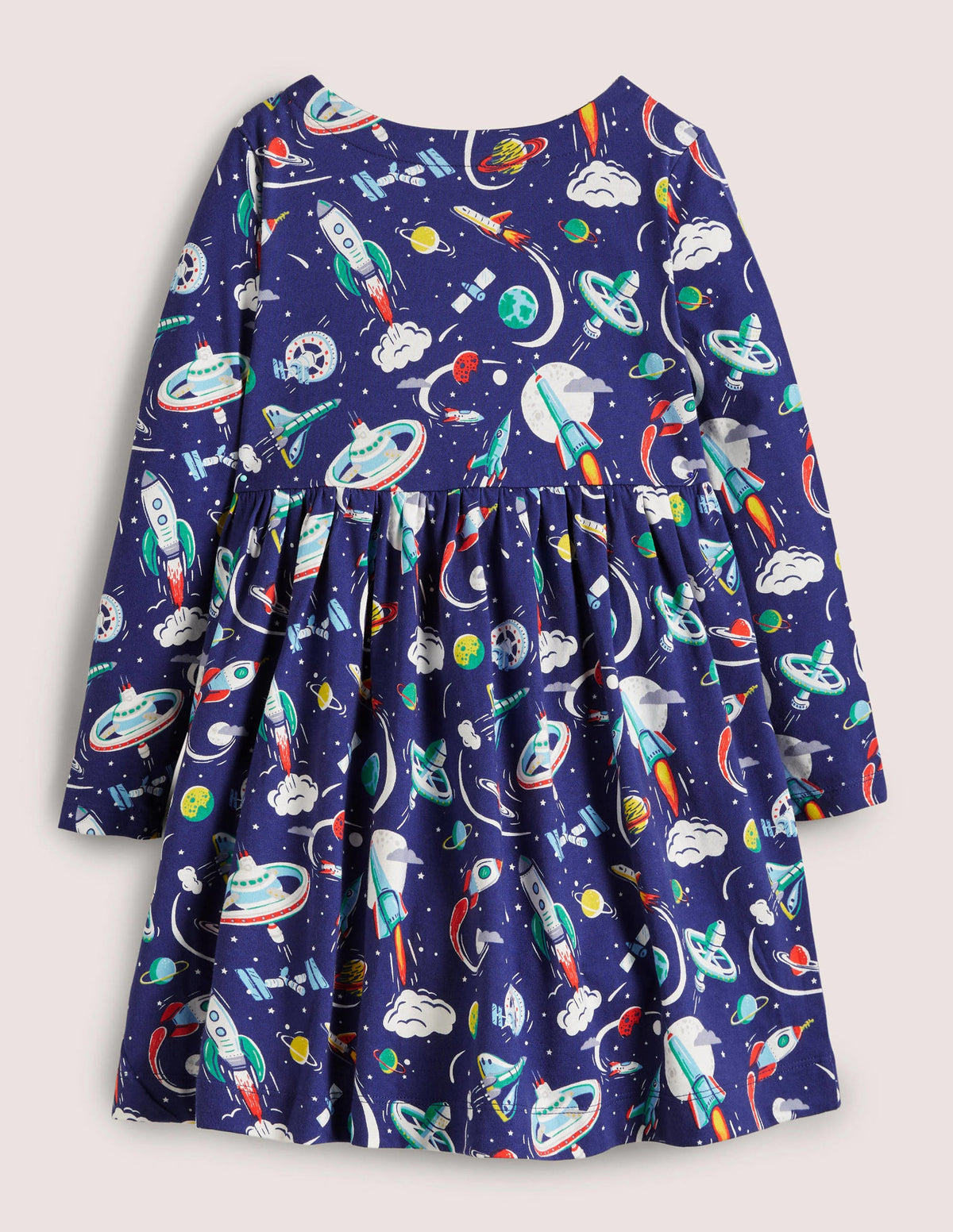 Long Sleeve Fun Jersey Dress-Starboard Mini Space - Image 2