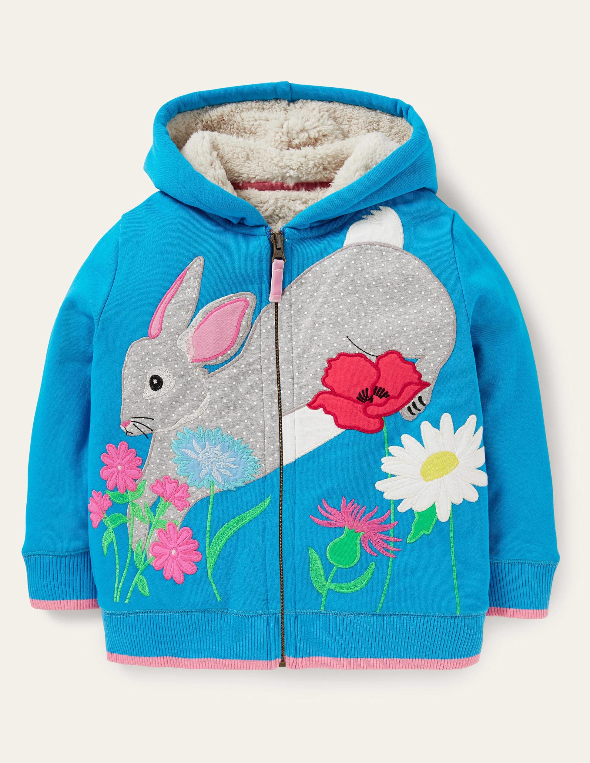 Fun Shaggy-lined Hoodie-Malibu Blue Rabbit-1