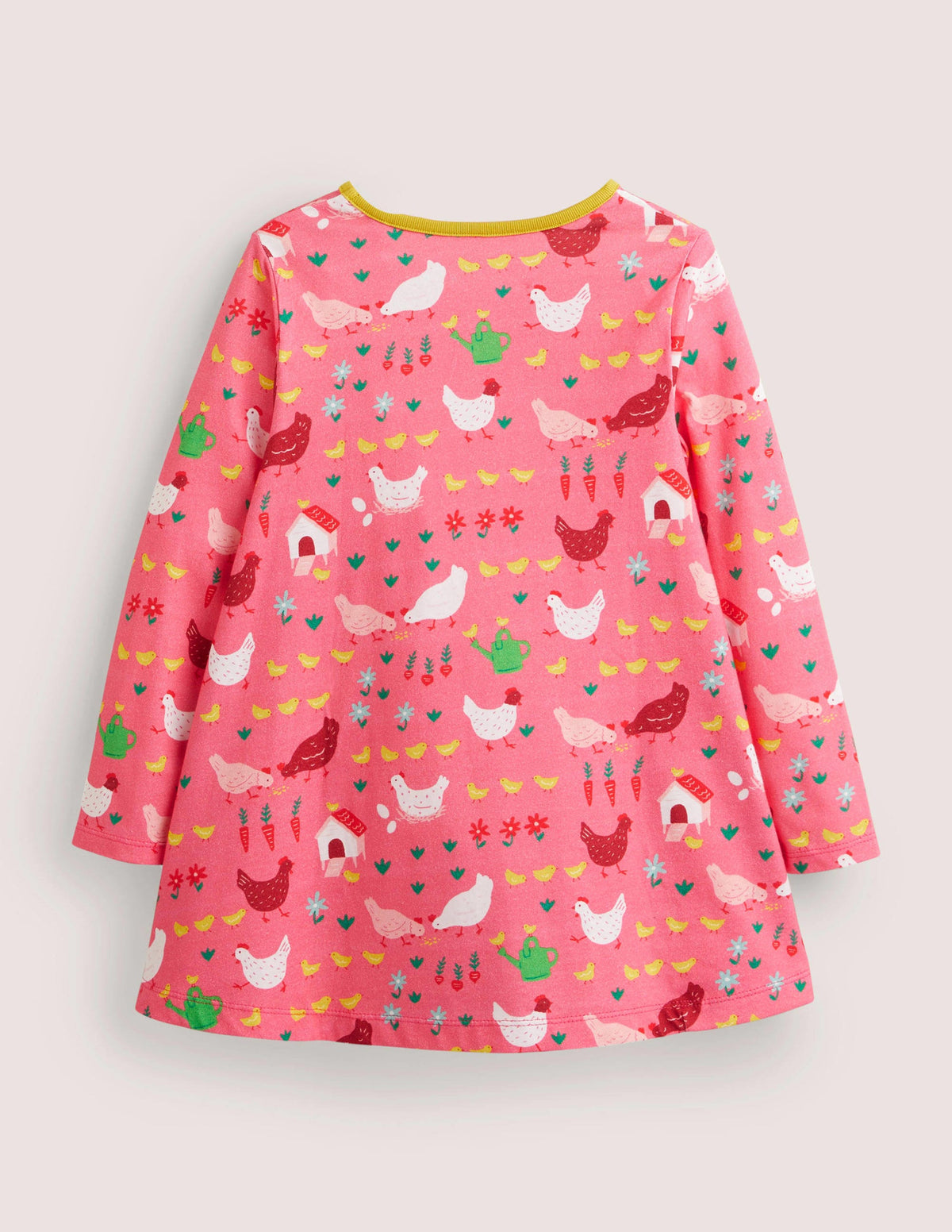 Printed Jersey Pocket Tunic-Sweet William Pink Hens - Image 2