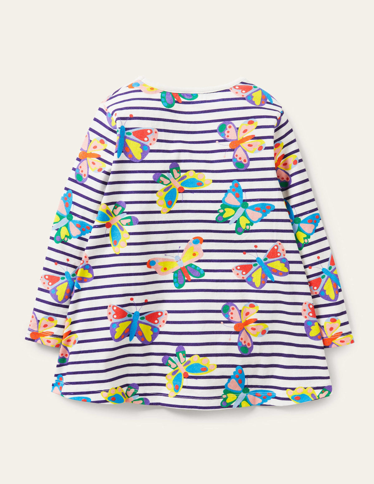 Printed Jersey Pocket Tunic-Multi Butterfly Stripe-2