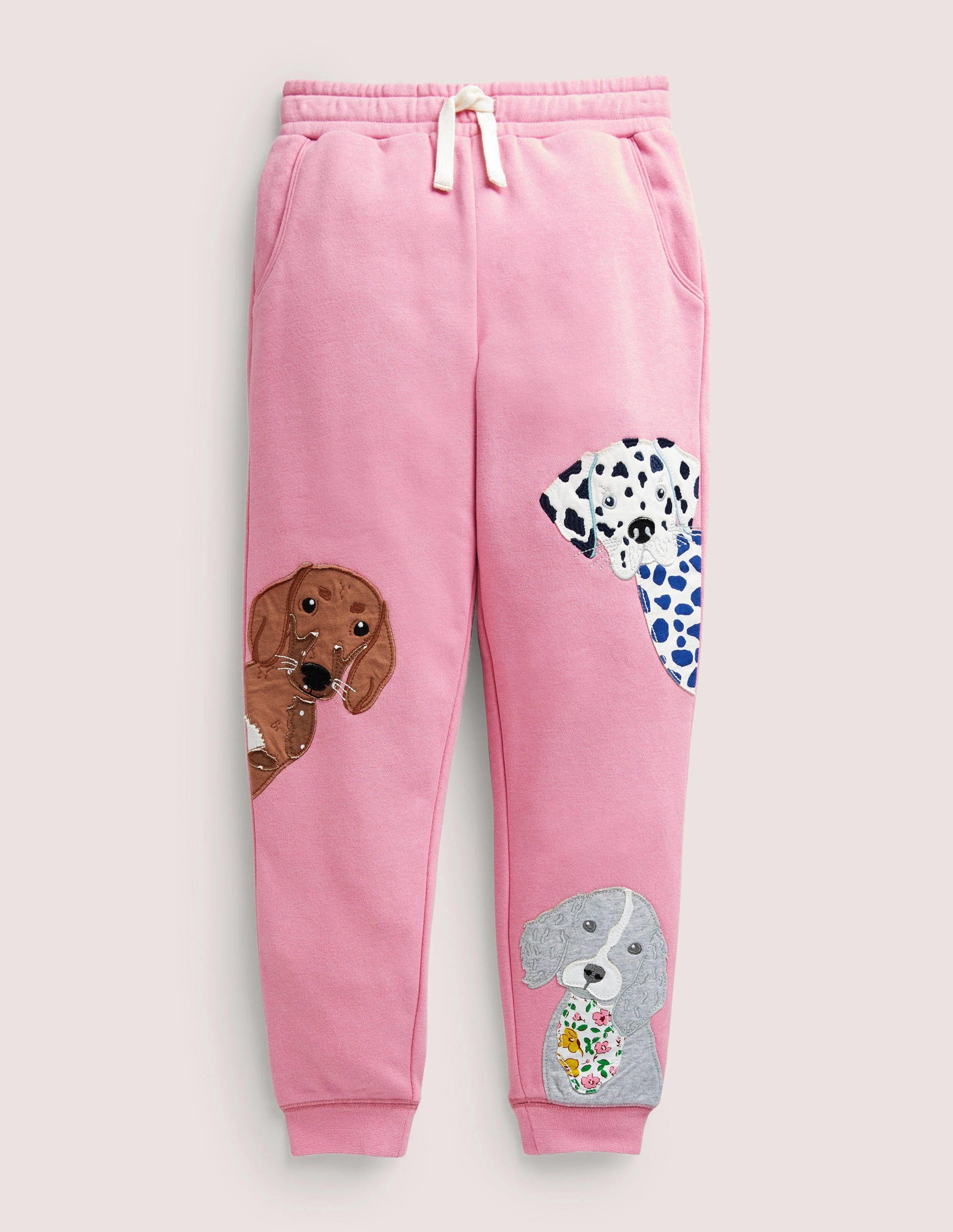 Cosy Appliqué Joggers-Formica Pink Puppies-1