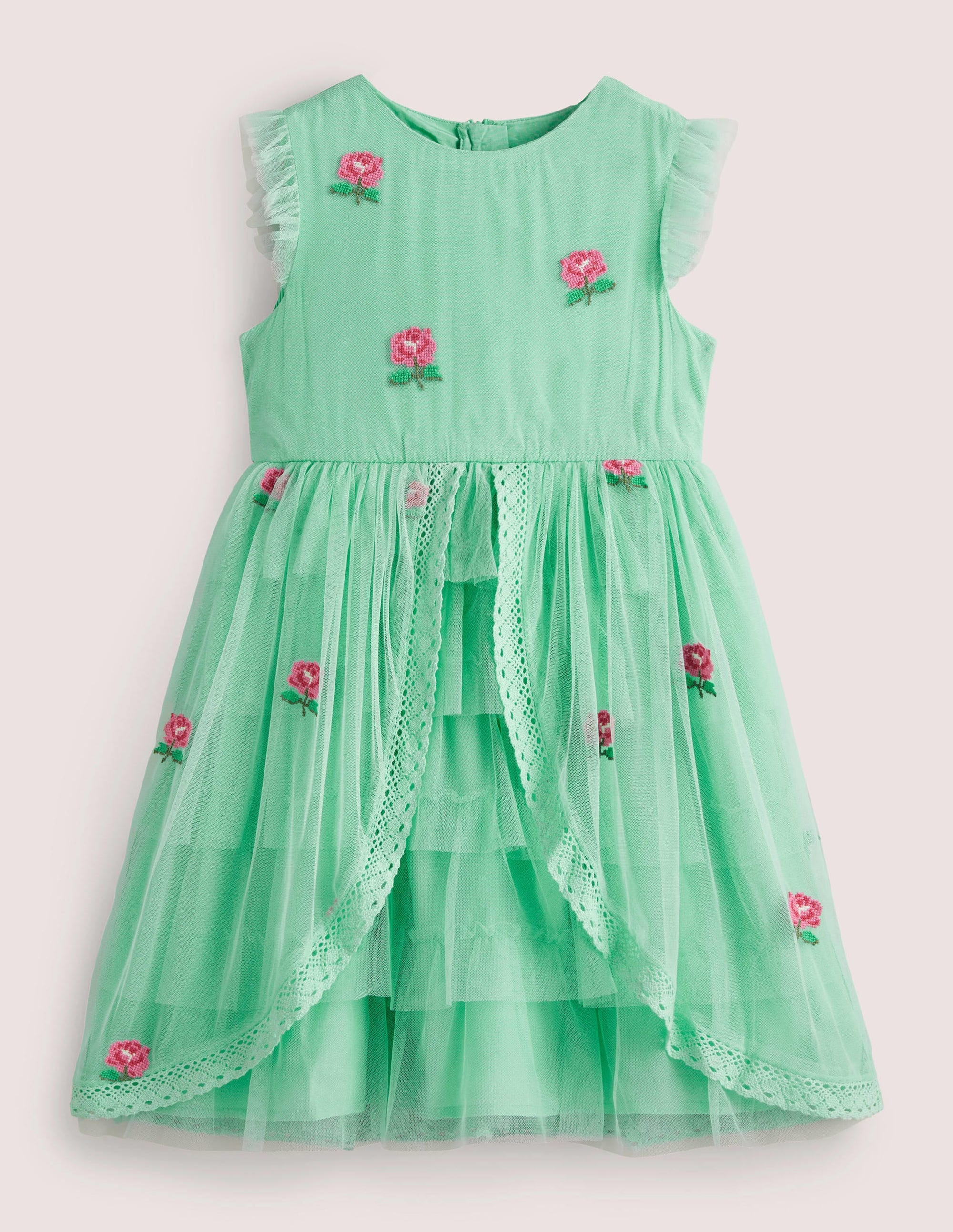 Tulle Embroidered Party Dress-Fountain Flowers - Image 1