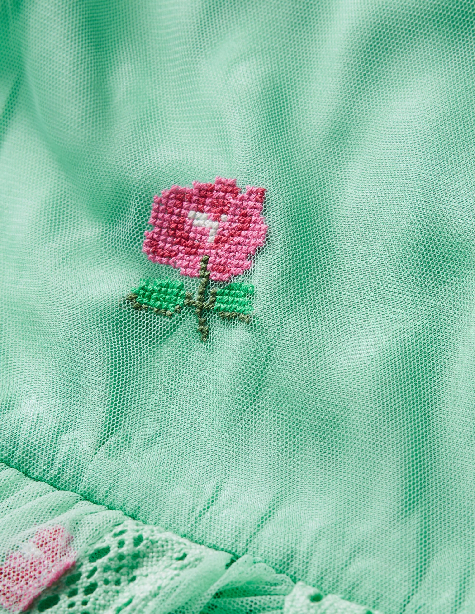 Tulle Embroidered Party Dress-Fountain Flowers - Image 3