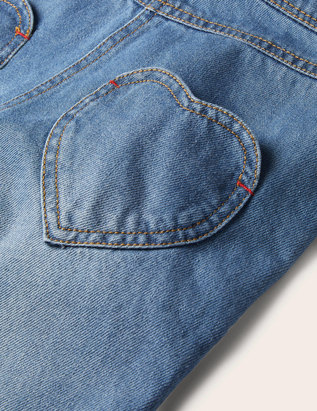 Heart Wide Leg Overalls-Mid Vintage Denim - Image 3