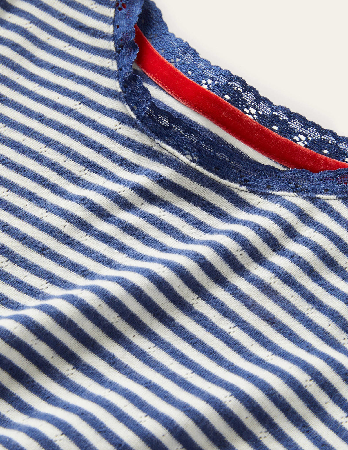 Supersoft Pointelle T-shirt-Starboard Blue/Ivory - Image 3