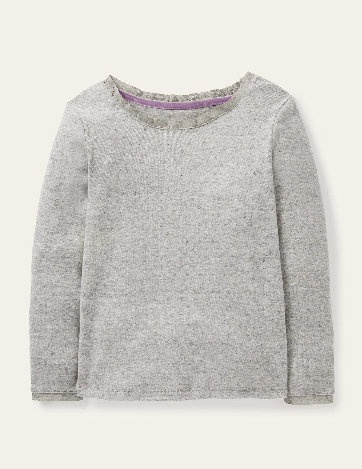 Supersoft Pointelle T-shirt-Grey Marl - Image 1