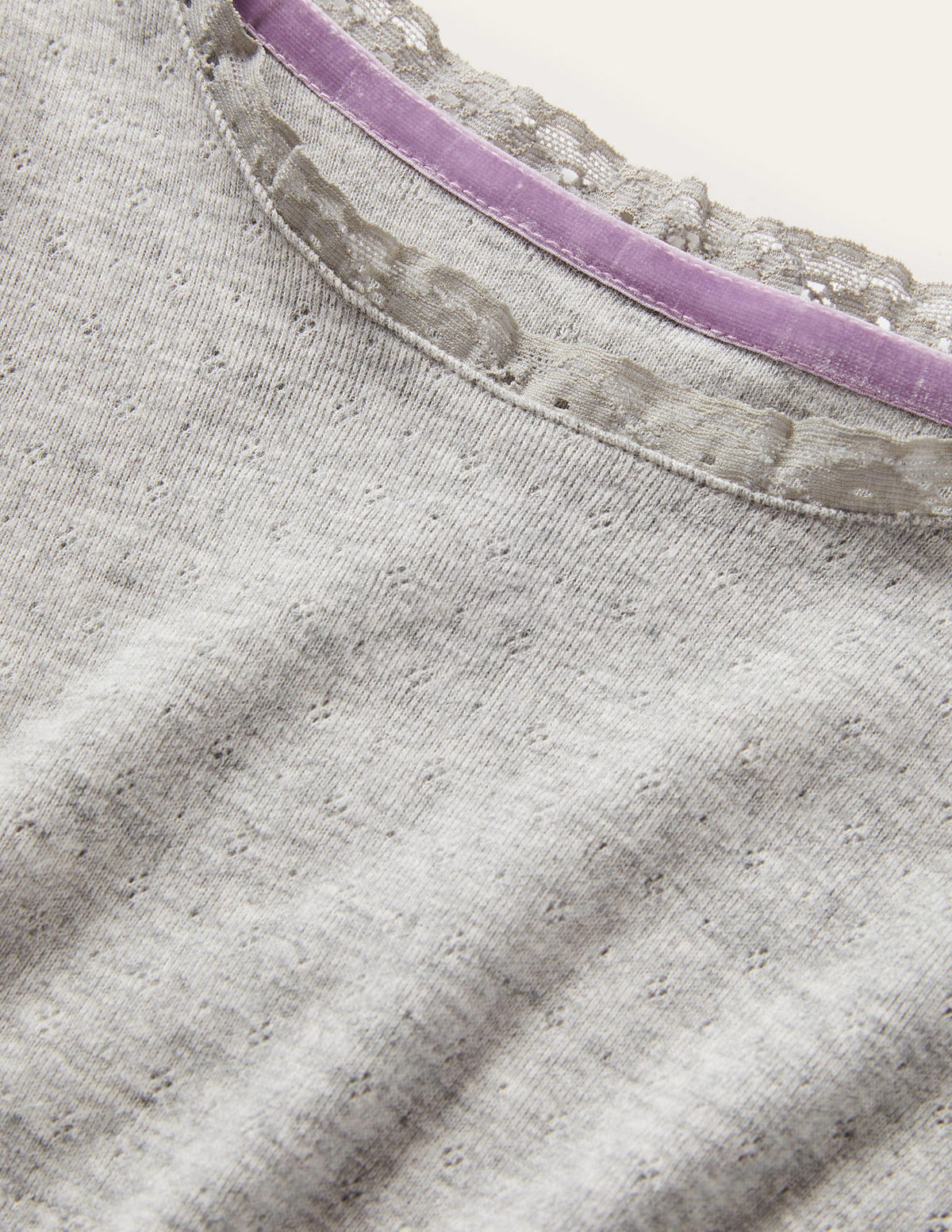 Supersoft Pointelle T-shirt-Grey Marl - Image 3