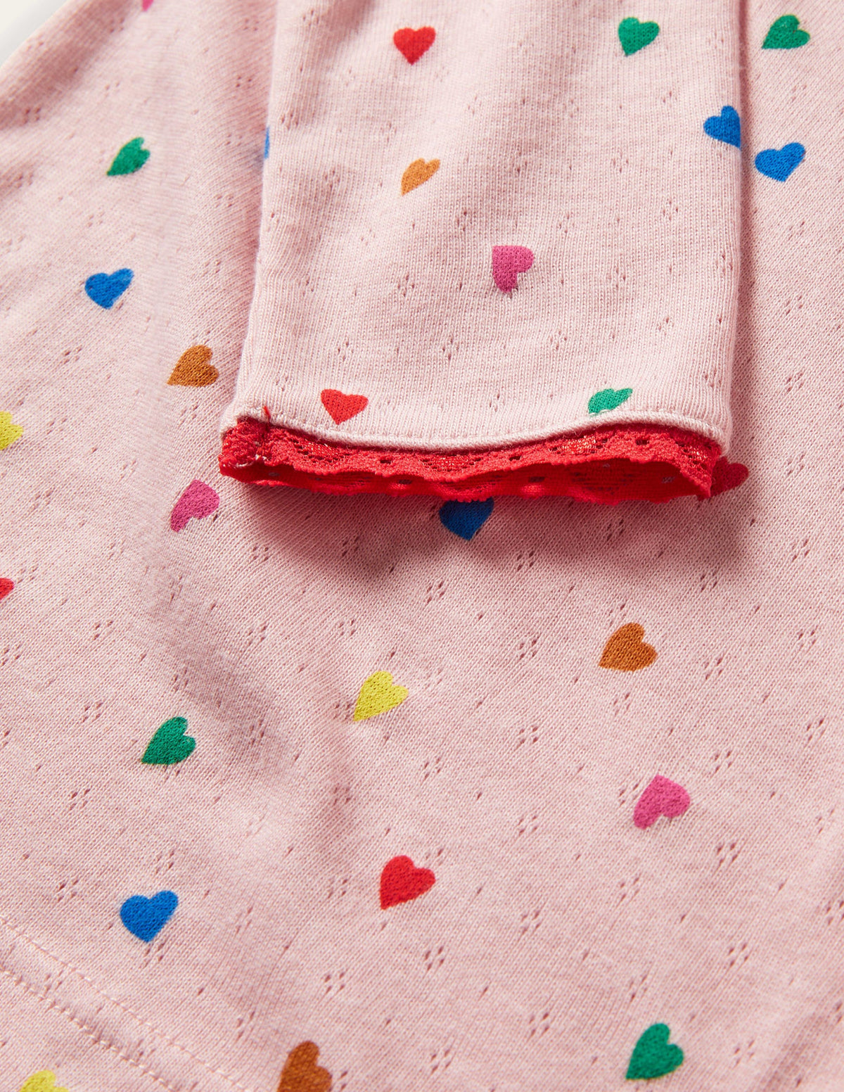 Supersoft Pointelle T-shirt-Pink Hearts-3