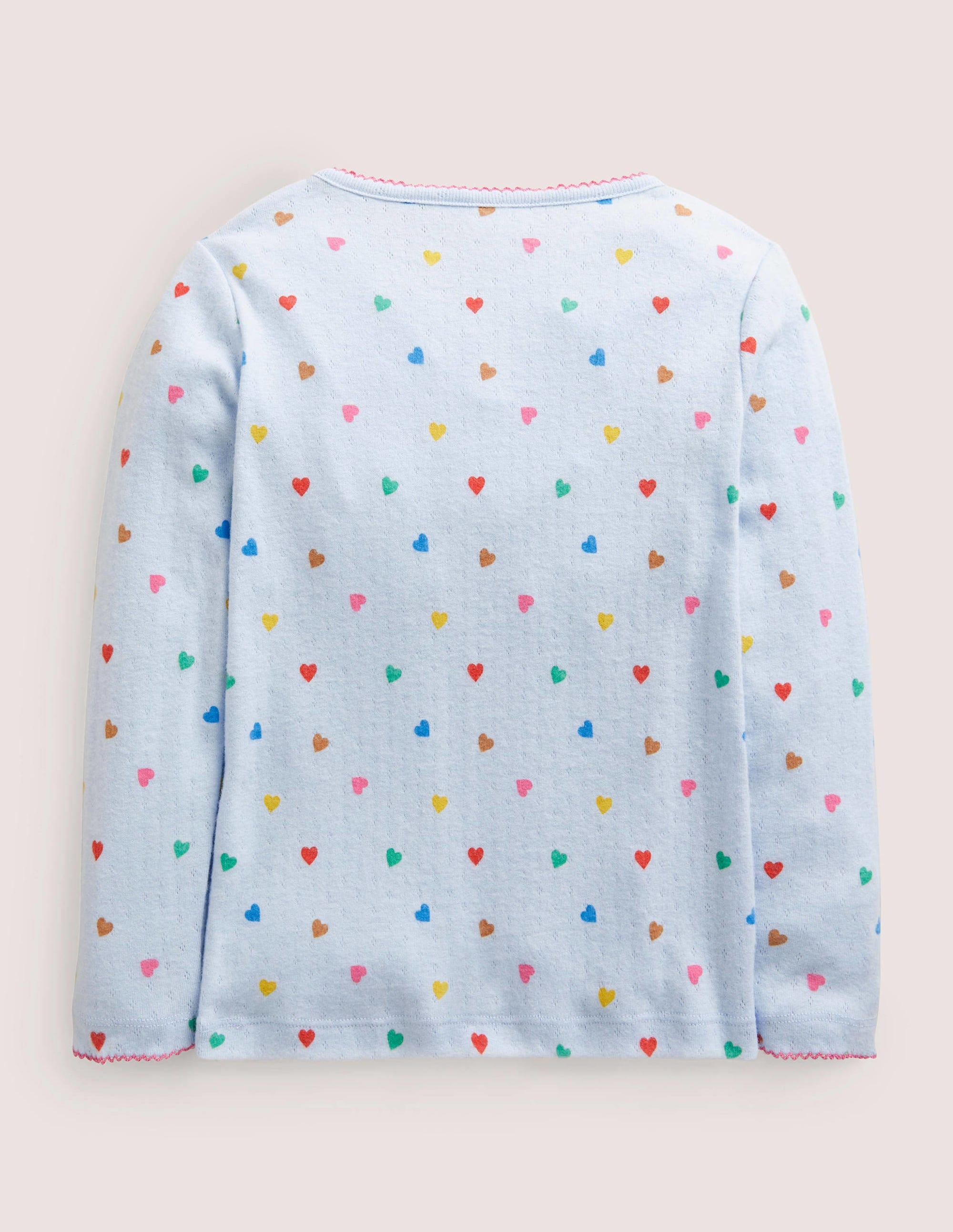 Supersoft Pointelle T-shirt-Blue Rainbow Hearts - Image 2