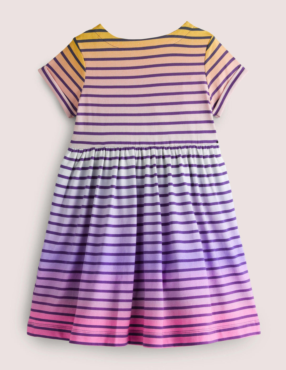 Short Sleeve Fun Jersey Dress-Rainbow Ombre-2