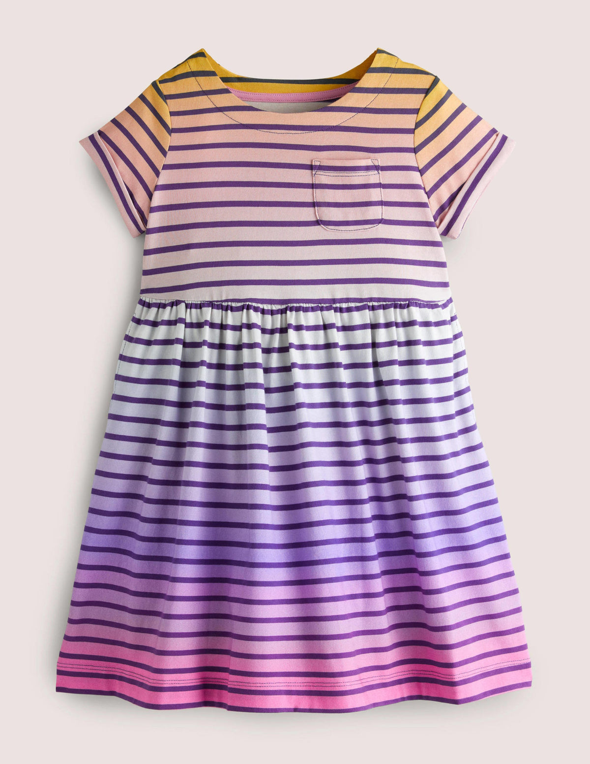 Short Sleeve Fun Jersey Dress-Rainbow Ombre - Image 1